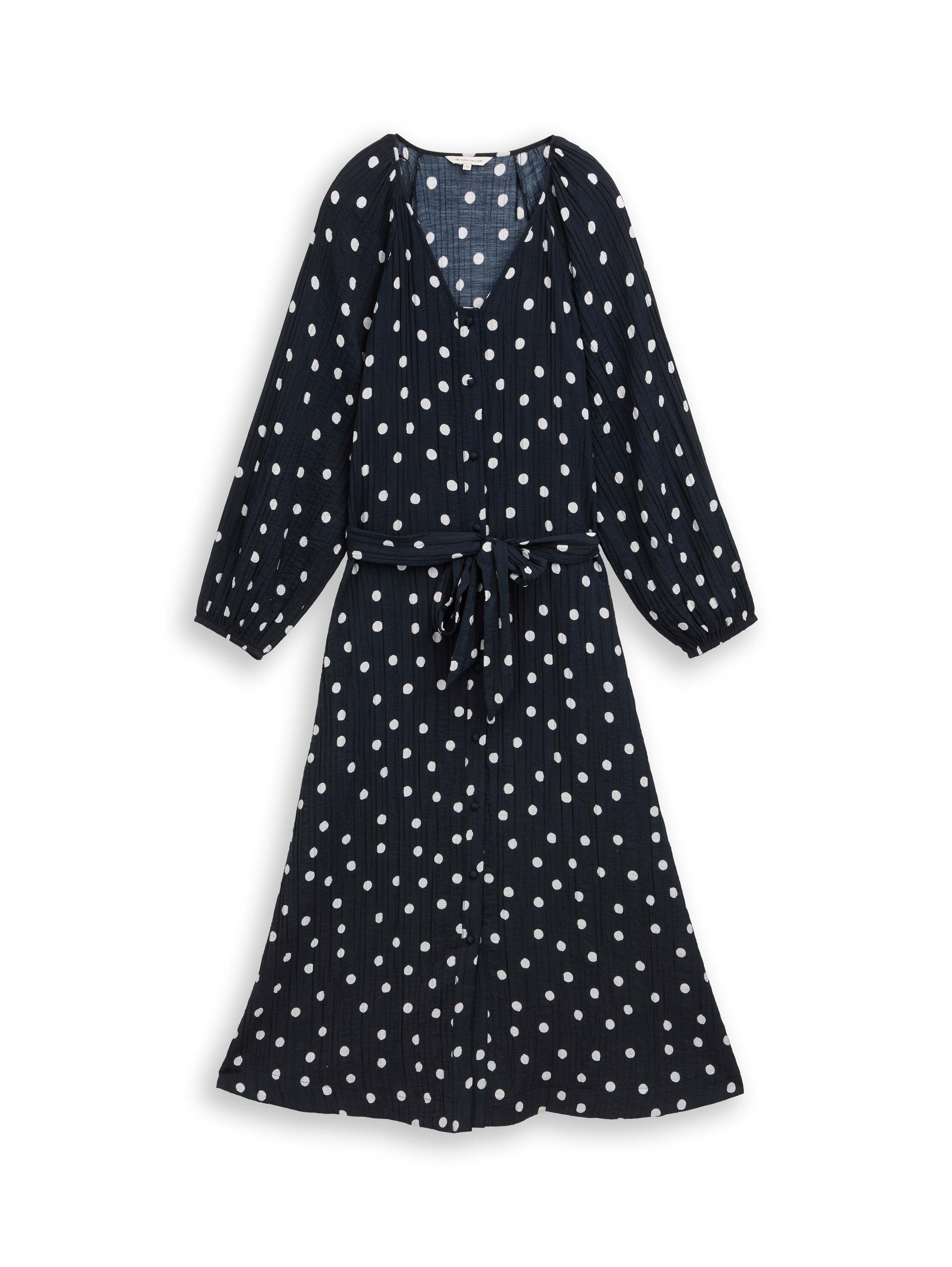 TOM TAILOR Robe midi Sans poches robe d'été à manches longues avec pois