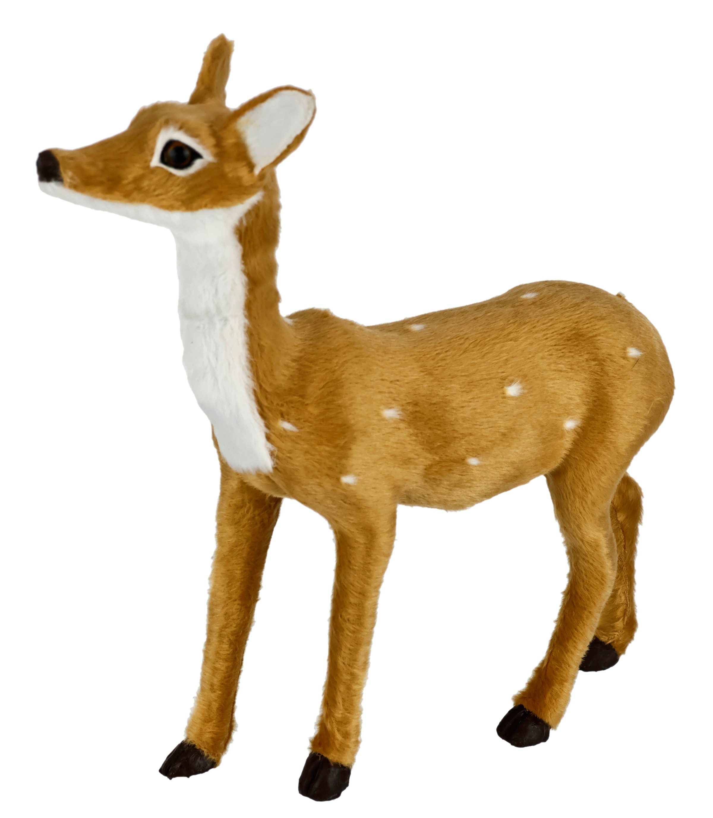 I.GE.A. Dekofigur »Tierfigur Reh aus Kunstfell« Realistisches Waldtier Statue Ornament Plüschtier Weihnachtsdeko