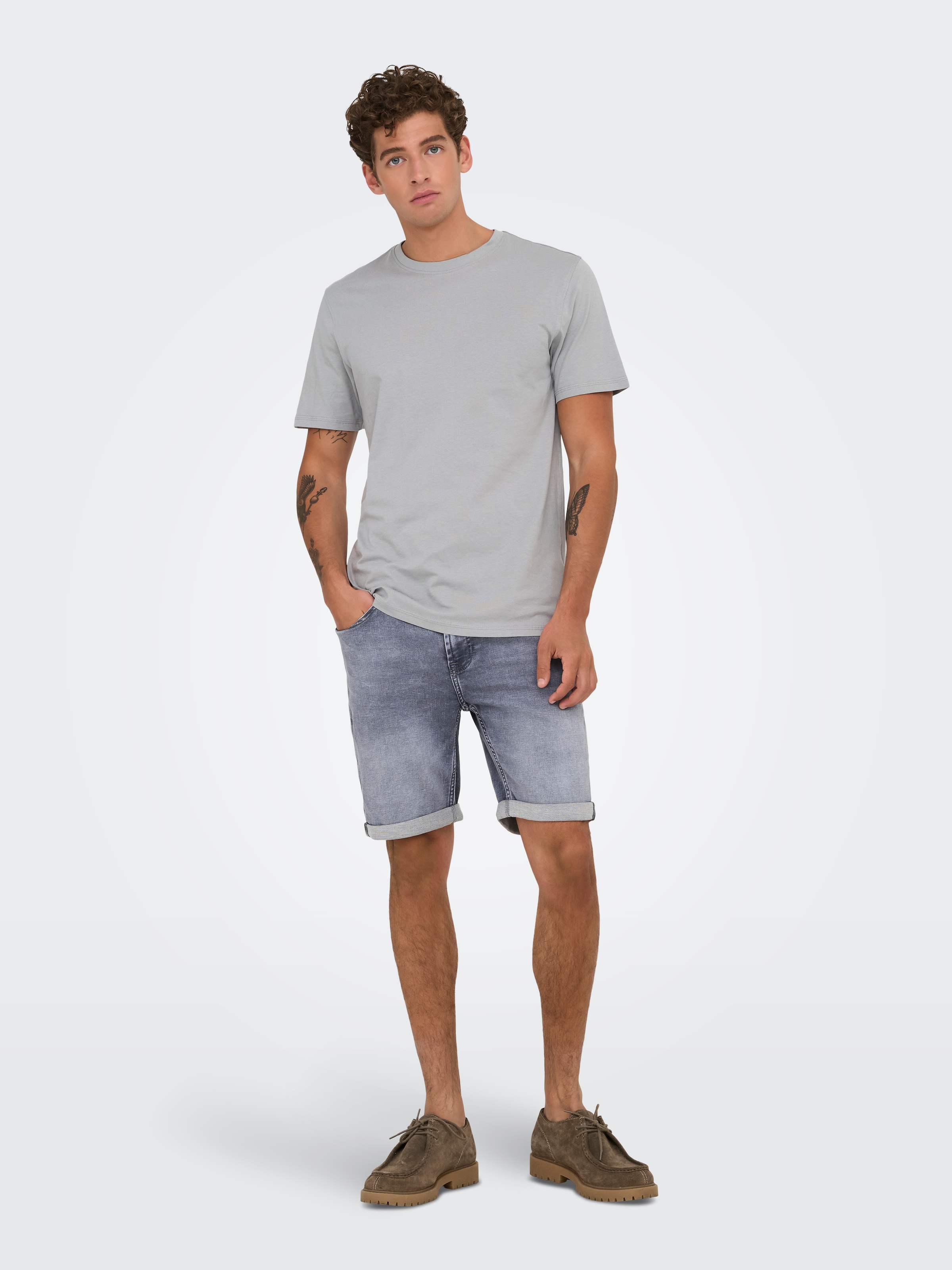 ONLY & SONS Short en jean »ONSPLY JOG MGD 0880 ANA DNM SHORTS NOOS« mélange coton, coupe régulière