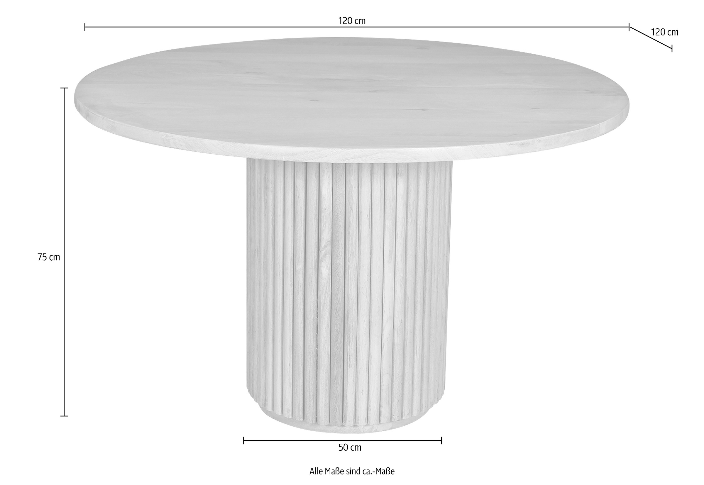 SIT Table de salle à manger »Ribbed Side Table High« avec pied colonne au look côtelé extravagant