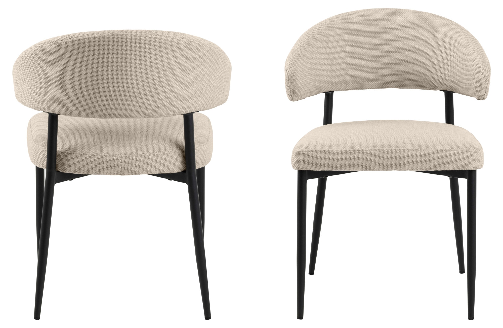 ACTONA GROUP Chaise de salle à manger »Edina 2er Set, Stoff - bequem & stilvoll, mehrere Farben, moderne« () rembourré, revêtement doux & grand confort d’assise, pieds en acier noir