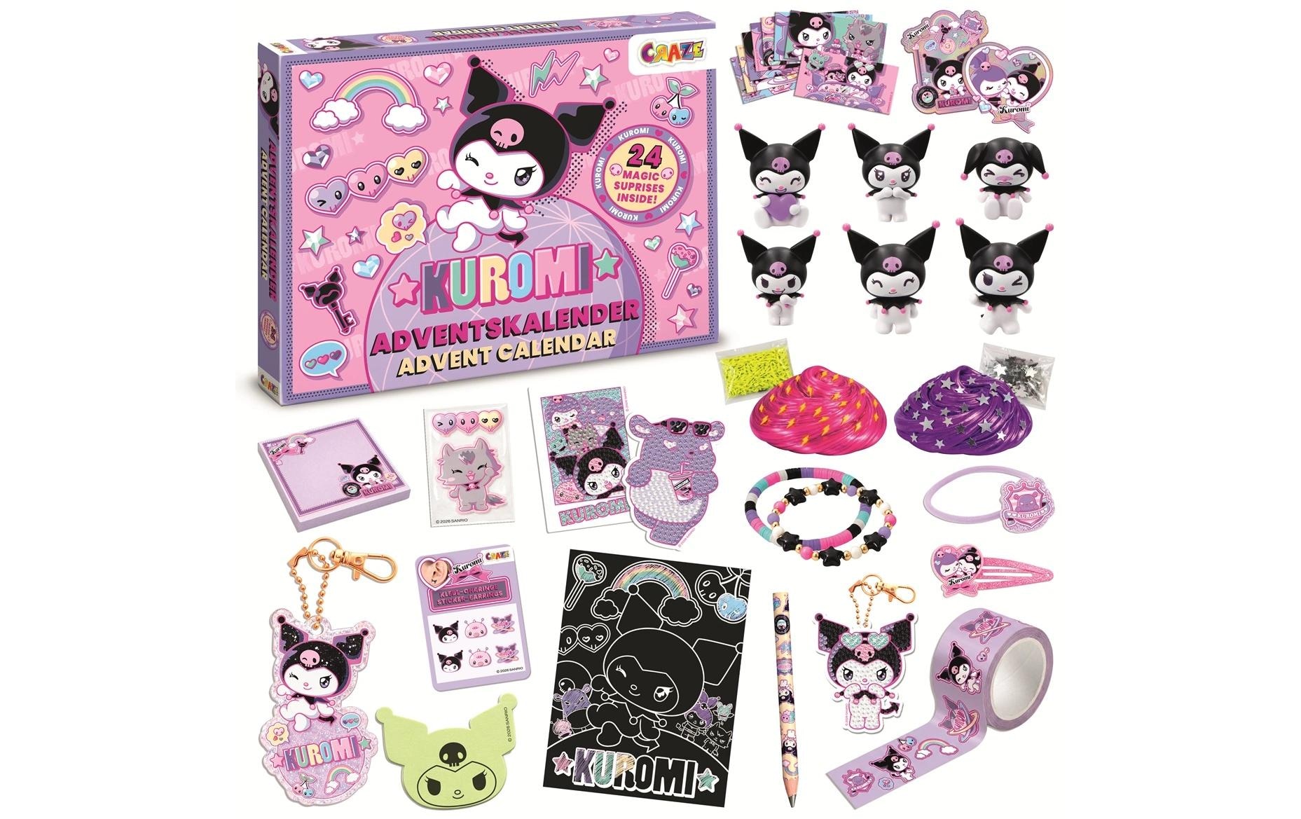 CRAZE Jouet calendrier de l'Avent »Adventskalender Kuromi mit Accessoires und Spielzeug«