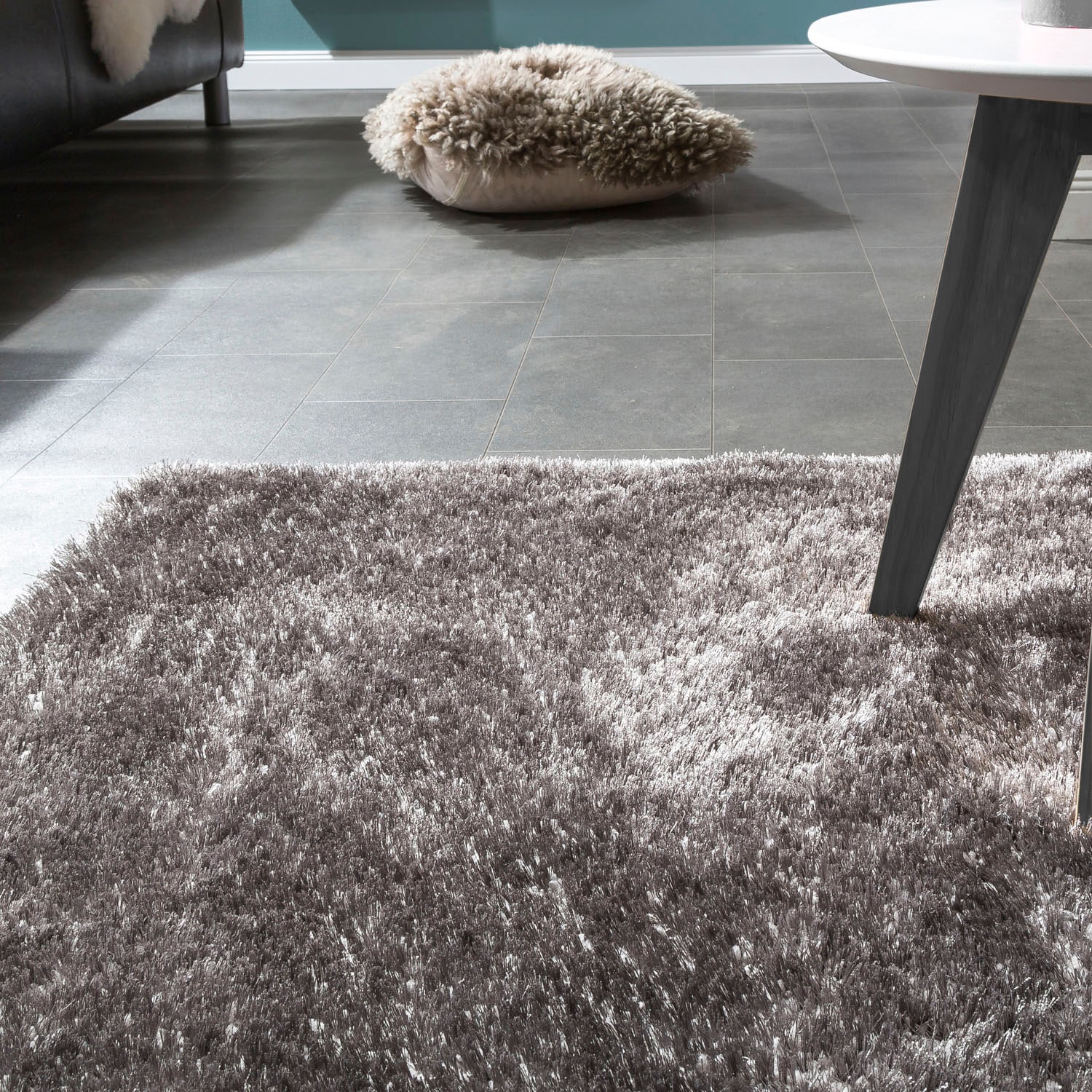 Paco Home Hochflor-Teppich »Touch 100« rechteckig 49 mm Höhe weicher Uni Shaggy mit Glanz Garn, Wohnzimmer