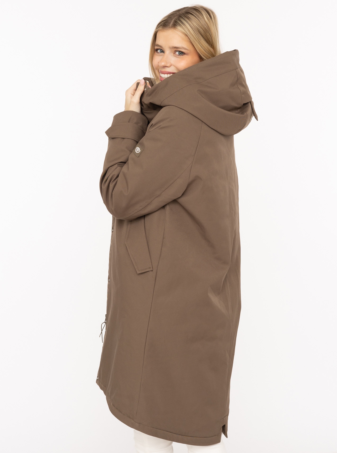 Zwillingsherz Kurzmantel »"Keep Smiling"« Kapuze, verdeckter Reissverschluss, Oversize