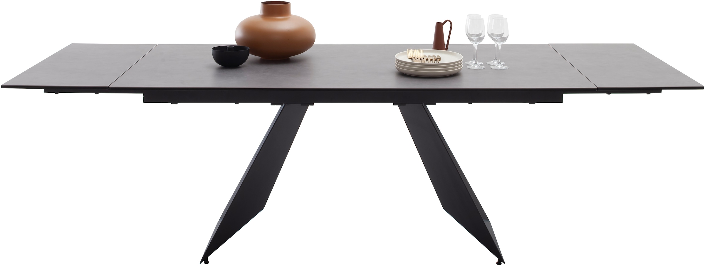 MCA furniture Table de salle à manger »Nagoya« 1 cuis tlg. Auszugstisch, Stirnauszug, Metallgestell, Keramik, Sicherheitsglas