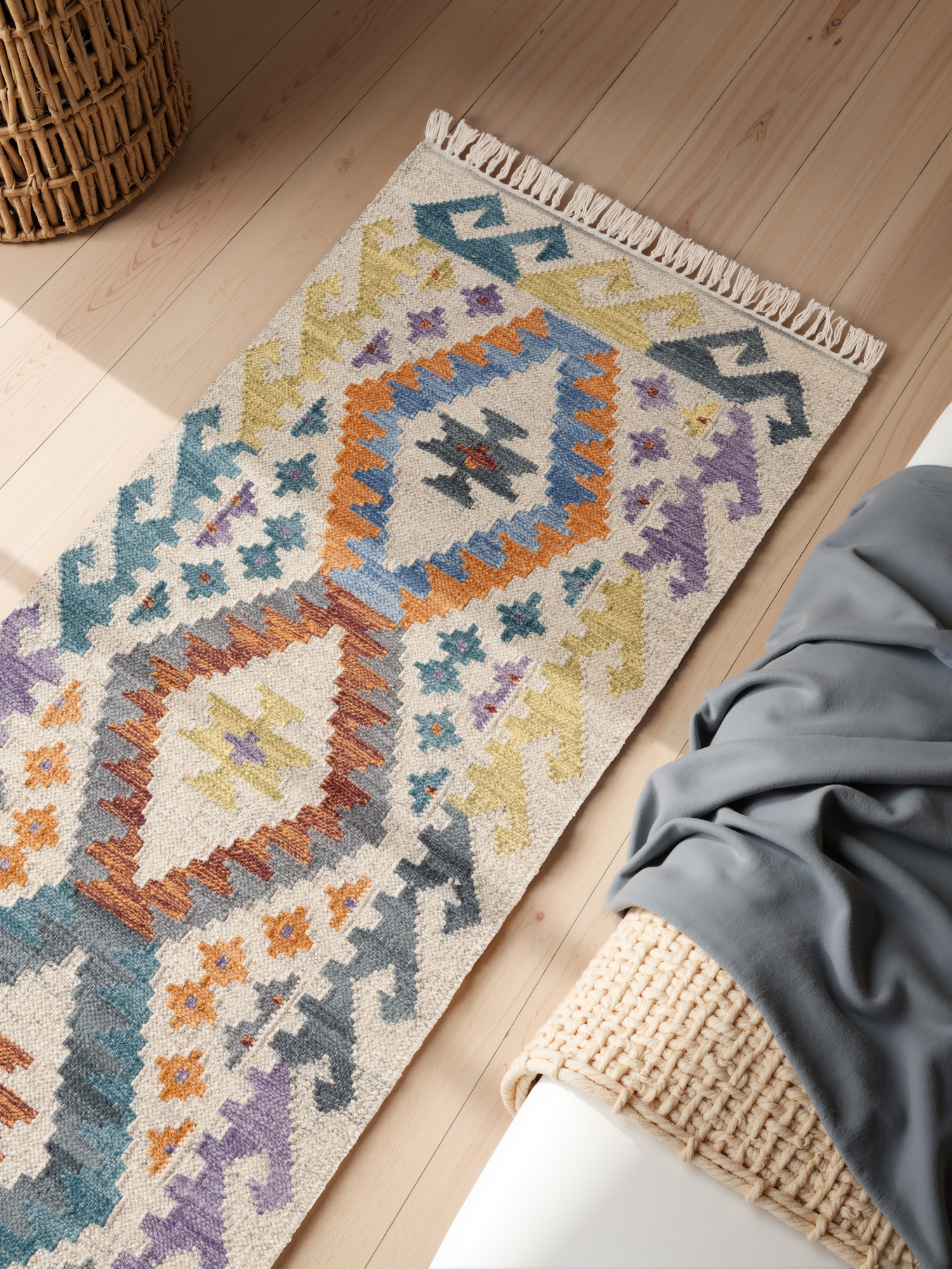 HANSE Home Teppich »Kelim Oasis« rechteckig 3 mm Höhe Wolle, Baumwolle, Natur, Handgewebt, orientalisch, Boho, traditionell