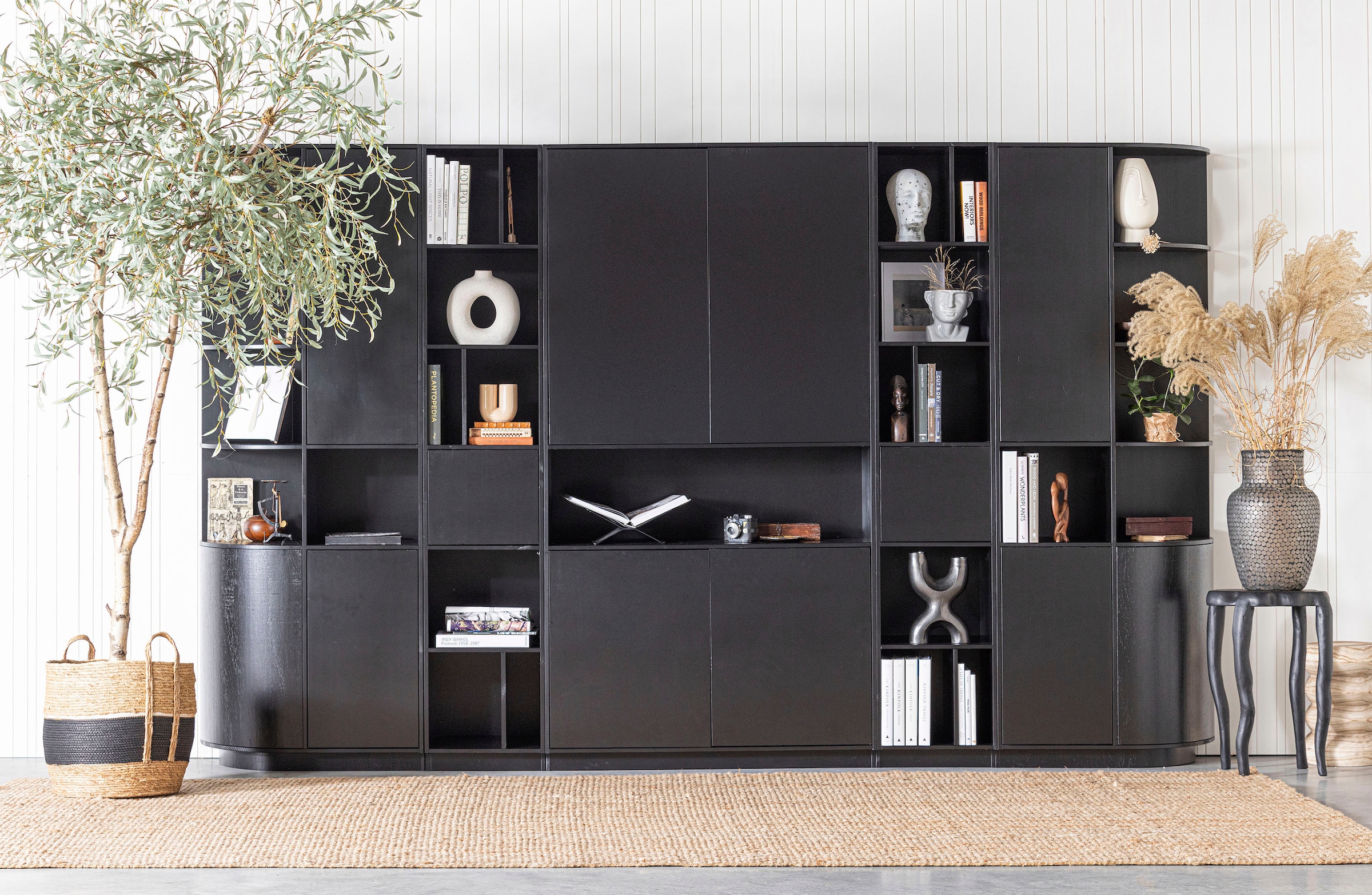 WOOOD Étagère à livres »Finca FSC®-Kiefernholz mit Druckmechanismus H 210 x B 40 x T 40 cm« capacité de charge 10 kg par étagère, aspect flottant, facile à monter