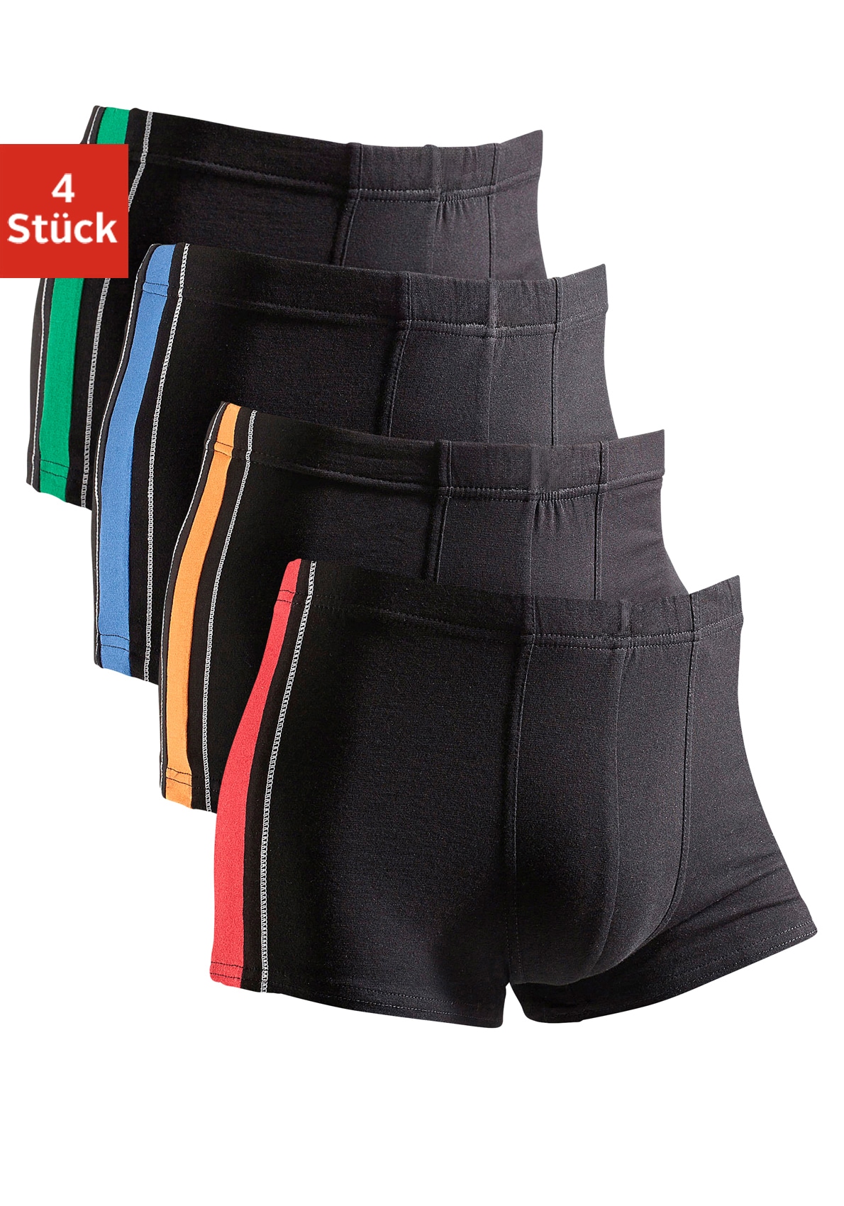 AUTHENTIC UNDERWEAR Boxer »Boxershorts für Herren« Packung, 4 Stk. mit kontrastfarbigen Streifen seitlich