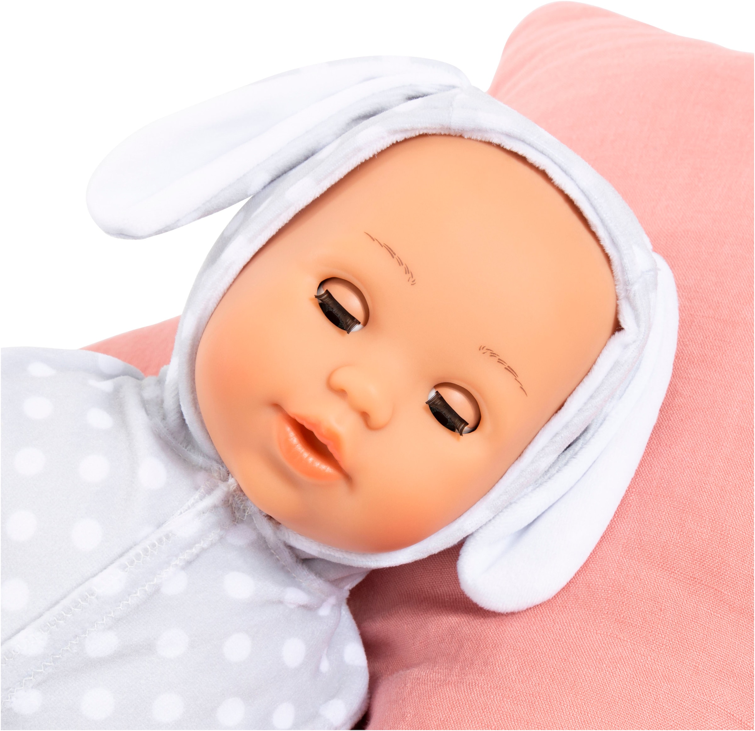 Bayer Poupée bébé »First Words Baby, Anna 38 cm, grau« mit Schlafaugen und Babygeräuschen