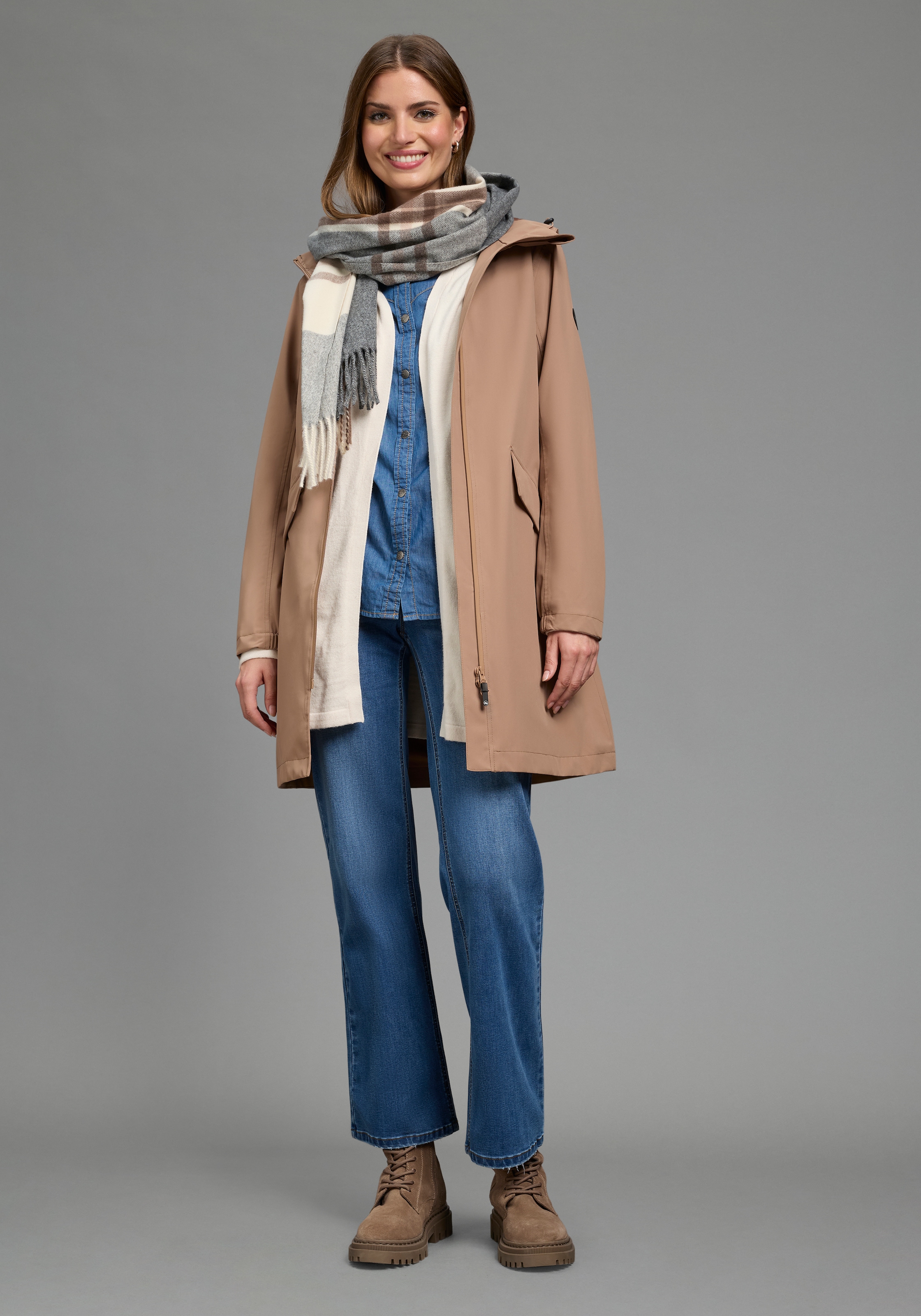 Polarino Veste fonctionnelle avec capuche léger & flexible, adapté à la pluie, imperméable, respirant