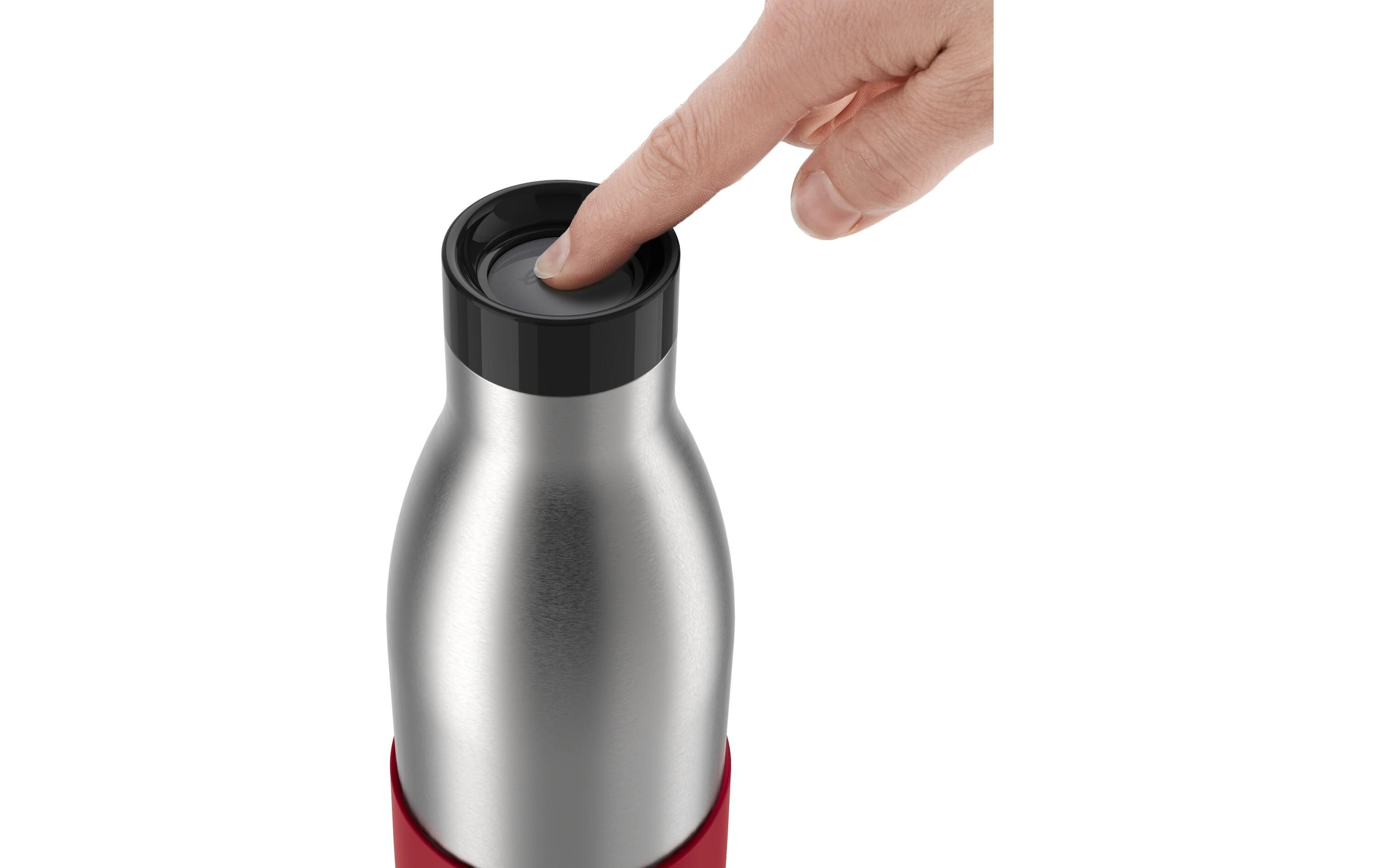 Emsa Gourde »Bludrop Sleeve« acier inoxydable/silicone, Quick-Press, 12h chaud/24h froid