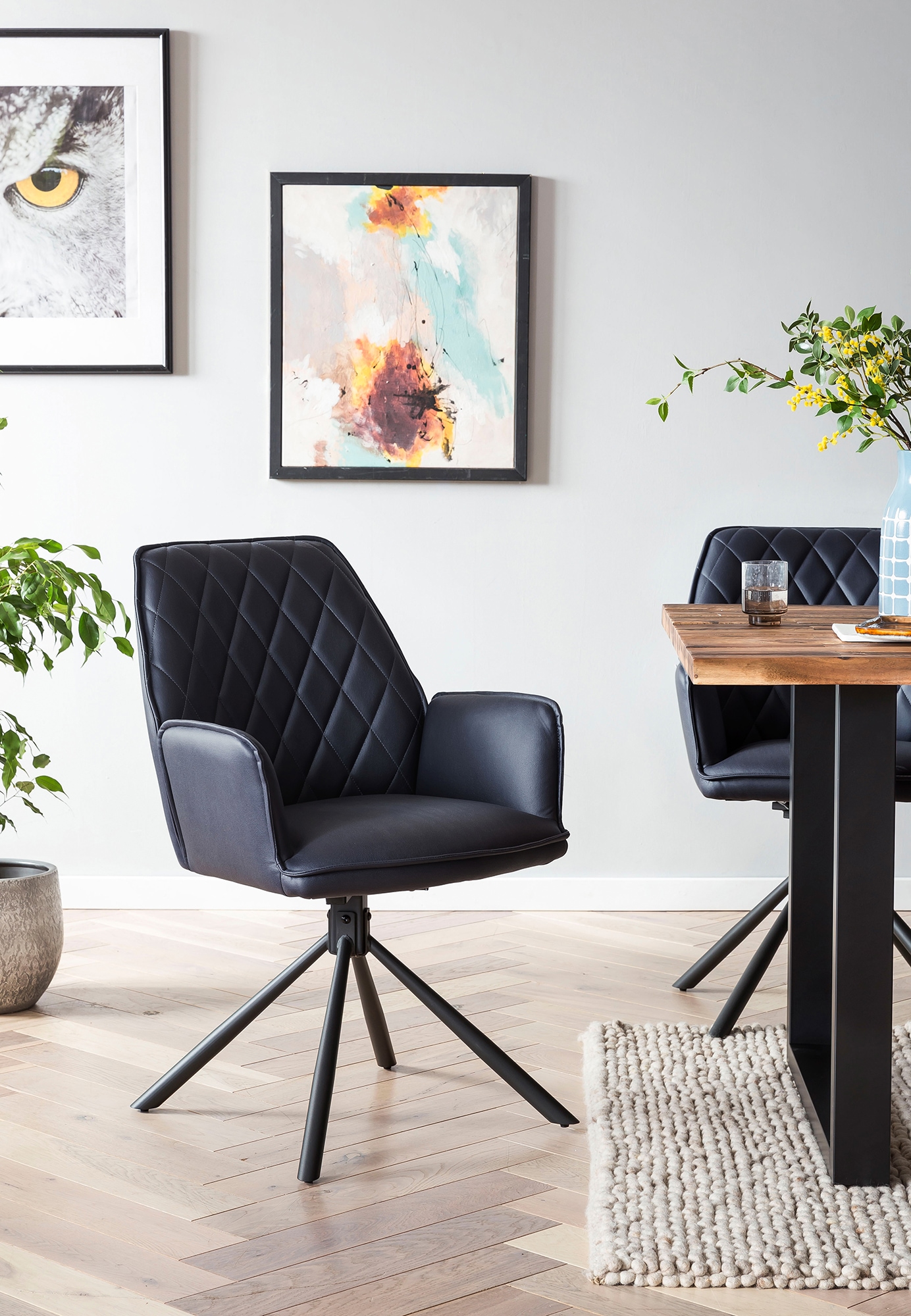 SalesFever Ensemble de salle à manger »Essgruppe im stilvollen Design« Set, 5 cuis tlg. 5-teilige Sitzgruppe mit 360° drehbarer Sitzfläche