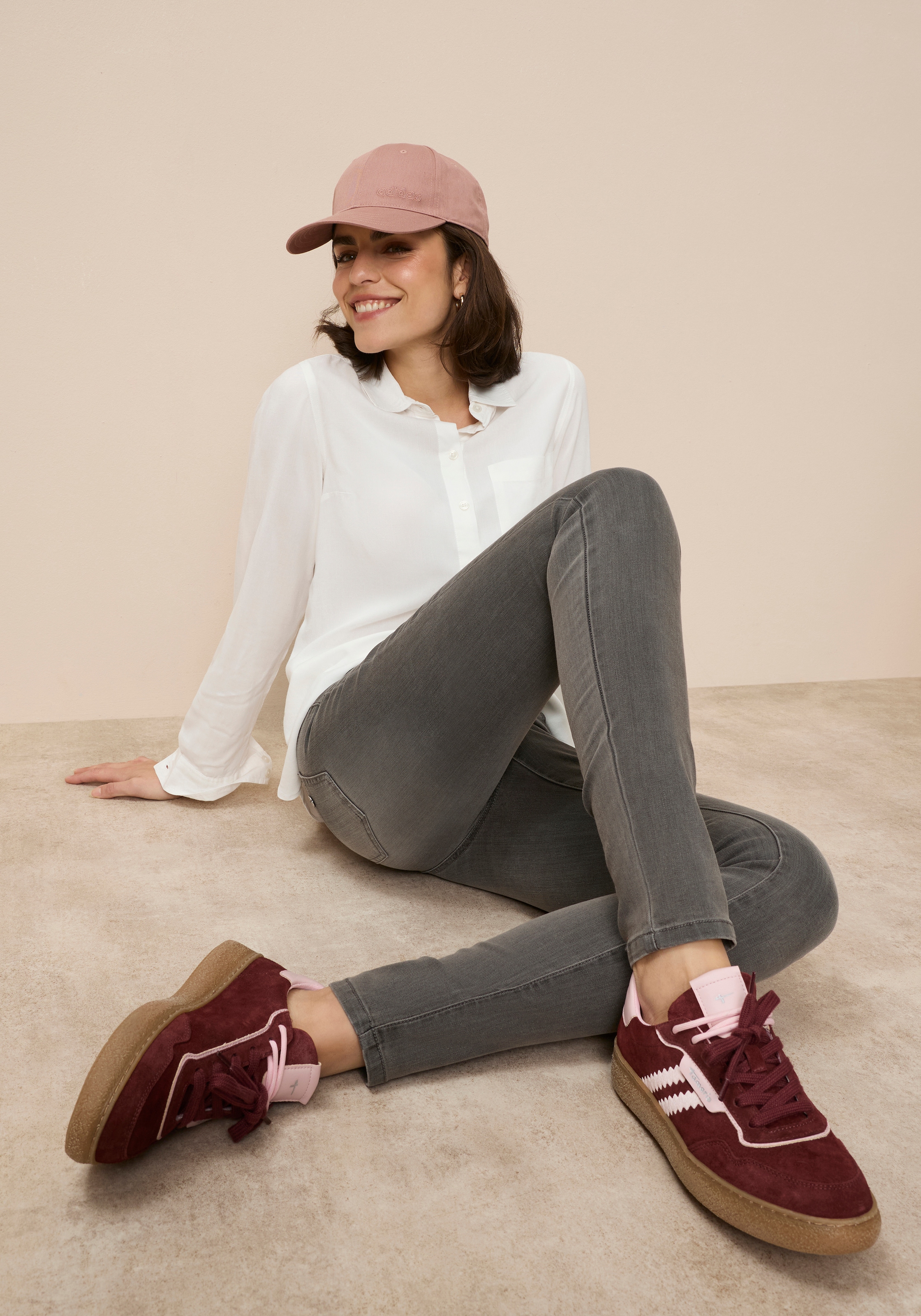 Tamaris Jeans skinny schmale Beinweite, mit Gürtelschlaufenbund, mit Metallreissverschluss