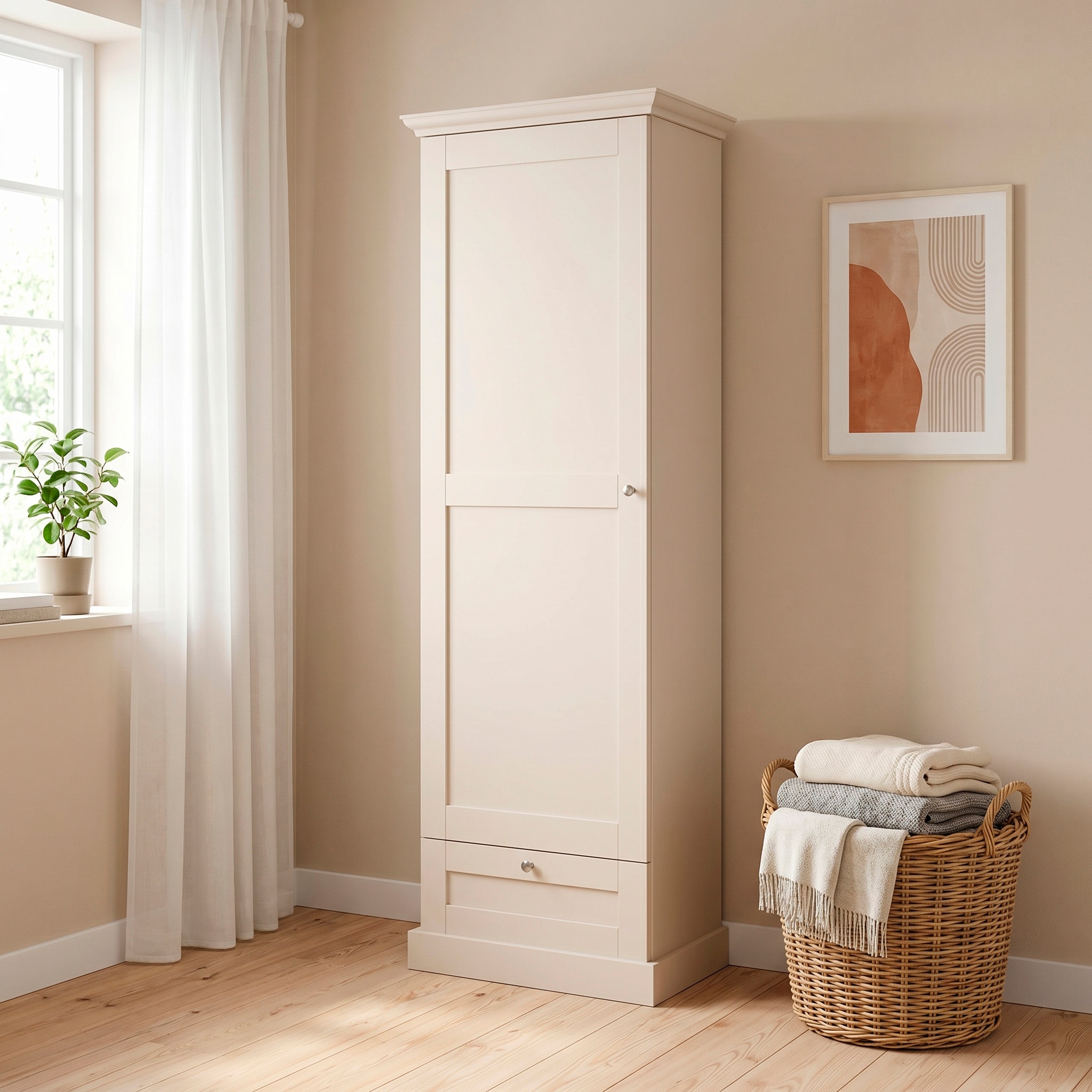 GOODproduct Armoire vestiaire »Binz Flurschrank mit 1 Tür, 1 Schublade und ausziehbare Kleiderstange« Nombreuses possibilités de rangement, poignées en métal, porte avec cadre, hauteur 180 cm
