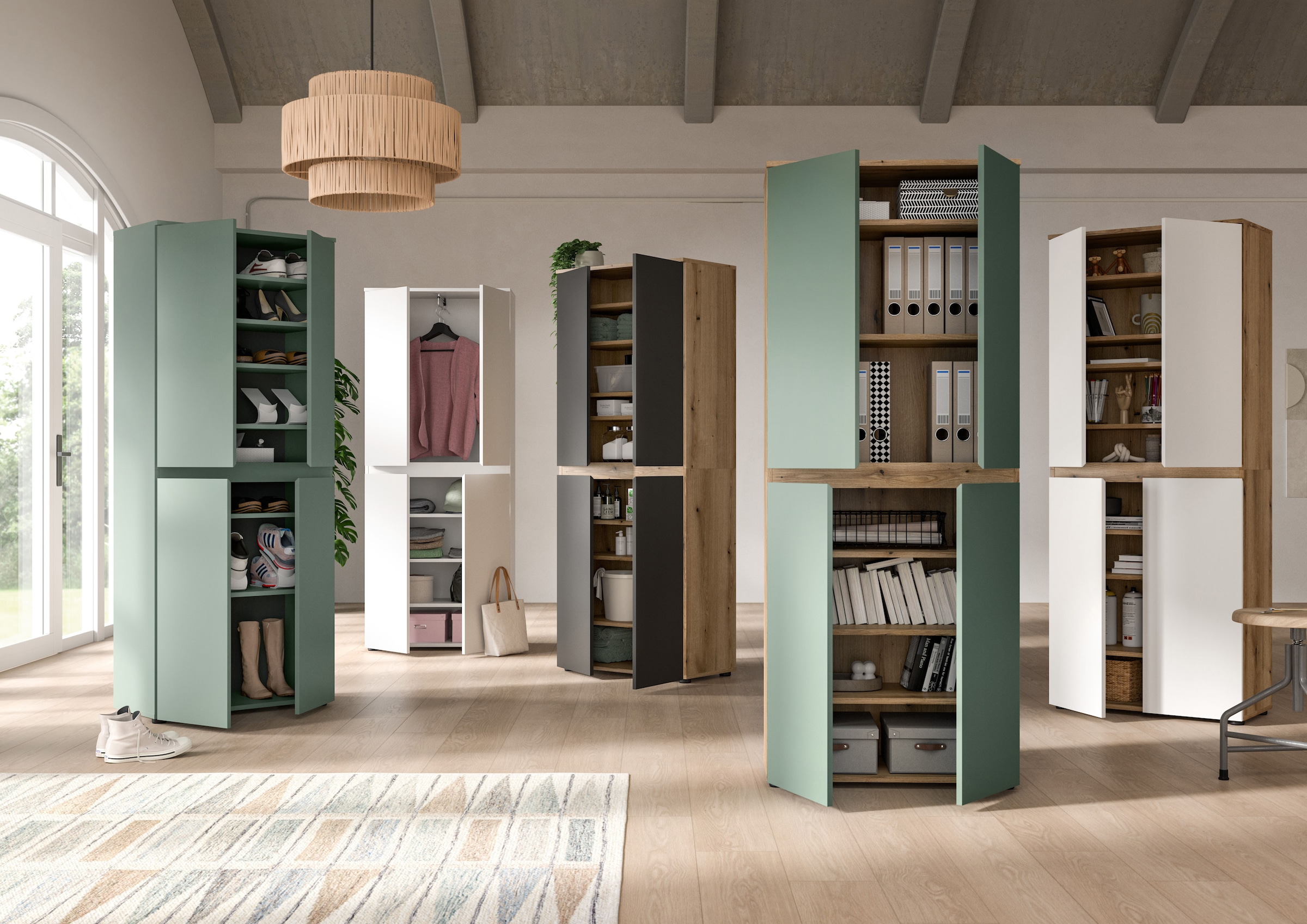 Home affaire Armoire multi-usages »CIPELA« 1 cuis tlg. BxH:105x175 cm, viel Stauraum, variable Einlegeböden, Kleiderstange