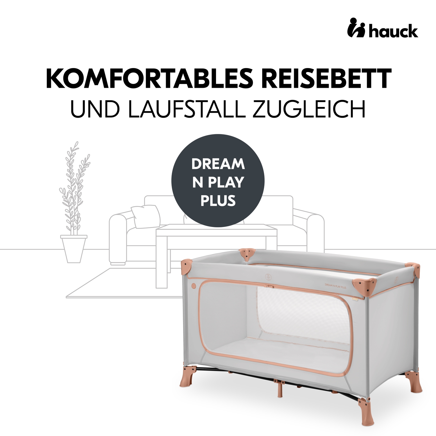Hauck Baby-Reisebett »Dream N Play Plus, Dusty Cork« Vorderausstieg