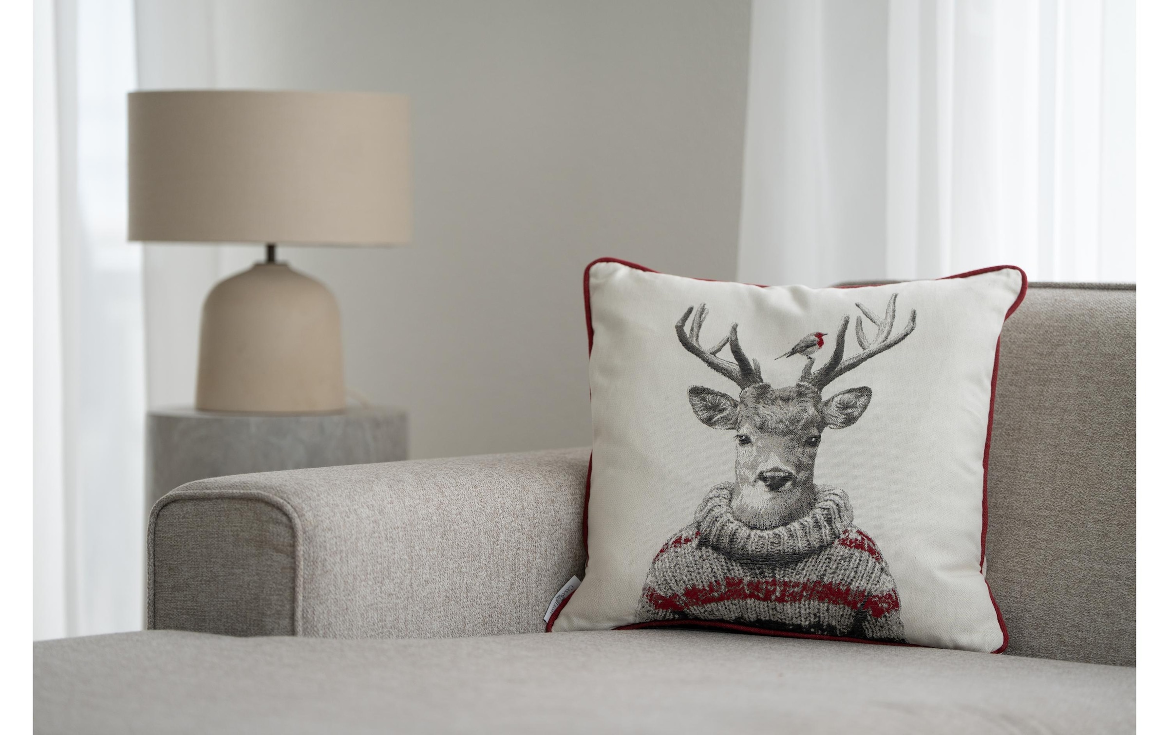 Casa Leon Housse de coussin »Kissenhülle Hirsch mit Pullover 45 x 45 cm«