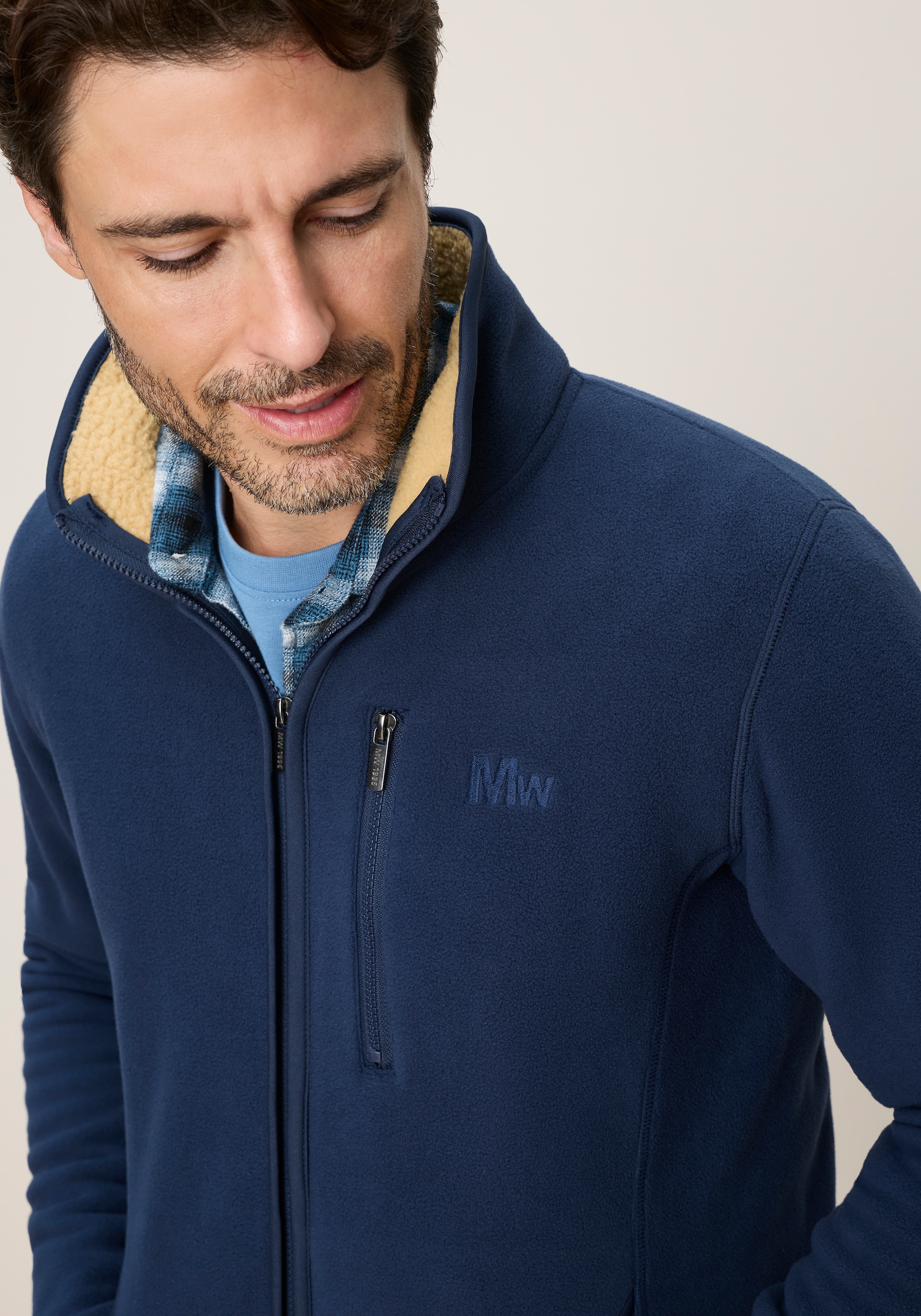 Man's World Veste polaire longueur hanche, coupe fluide, avec fermeture éclair