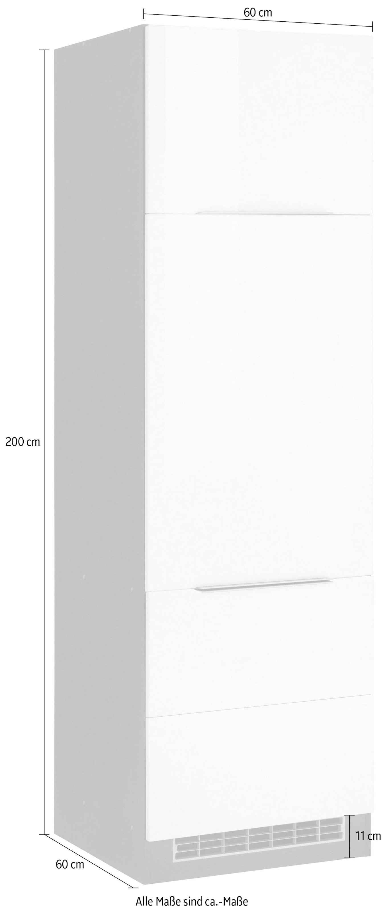 KOCHSTATION Armoire réfrigérée encastrable »KS-Brindisi« 60 cm de large, 200 cm de haut, façades MDF de haute qualité