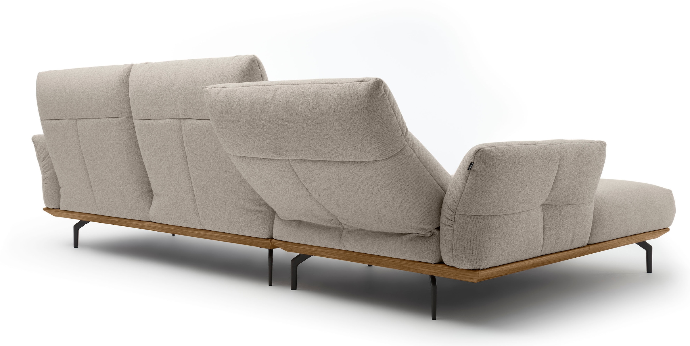 Creation BY ROLF BENZ Canapé d'angle »CR.460 Design-Sofa der Extraklasse, verstellbare Rückenlehne, L-Form« socle en noyer, pieds d'angle en gris ombre, largeur 318 cm