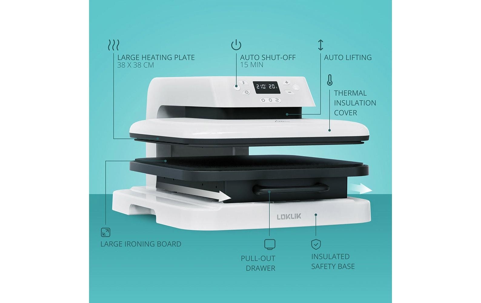 LOKLIK Handpresse »Auto-Heizpresse« Heizplattengrösse: 38 x 38 cm