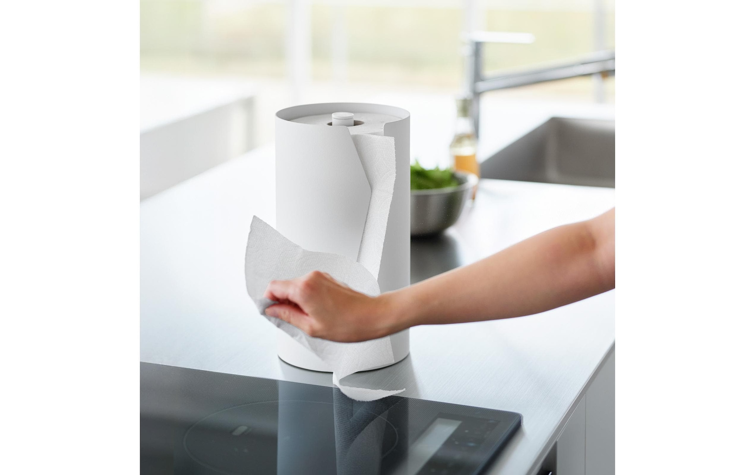 Yamazaki Küchenrollenhalter »Tower 16 x 16 x 30.2 cm« Runder Küchenrollenhalter aus Stahl mit beschwerter Basis