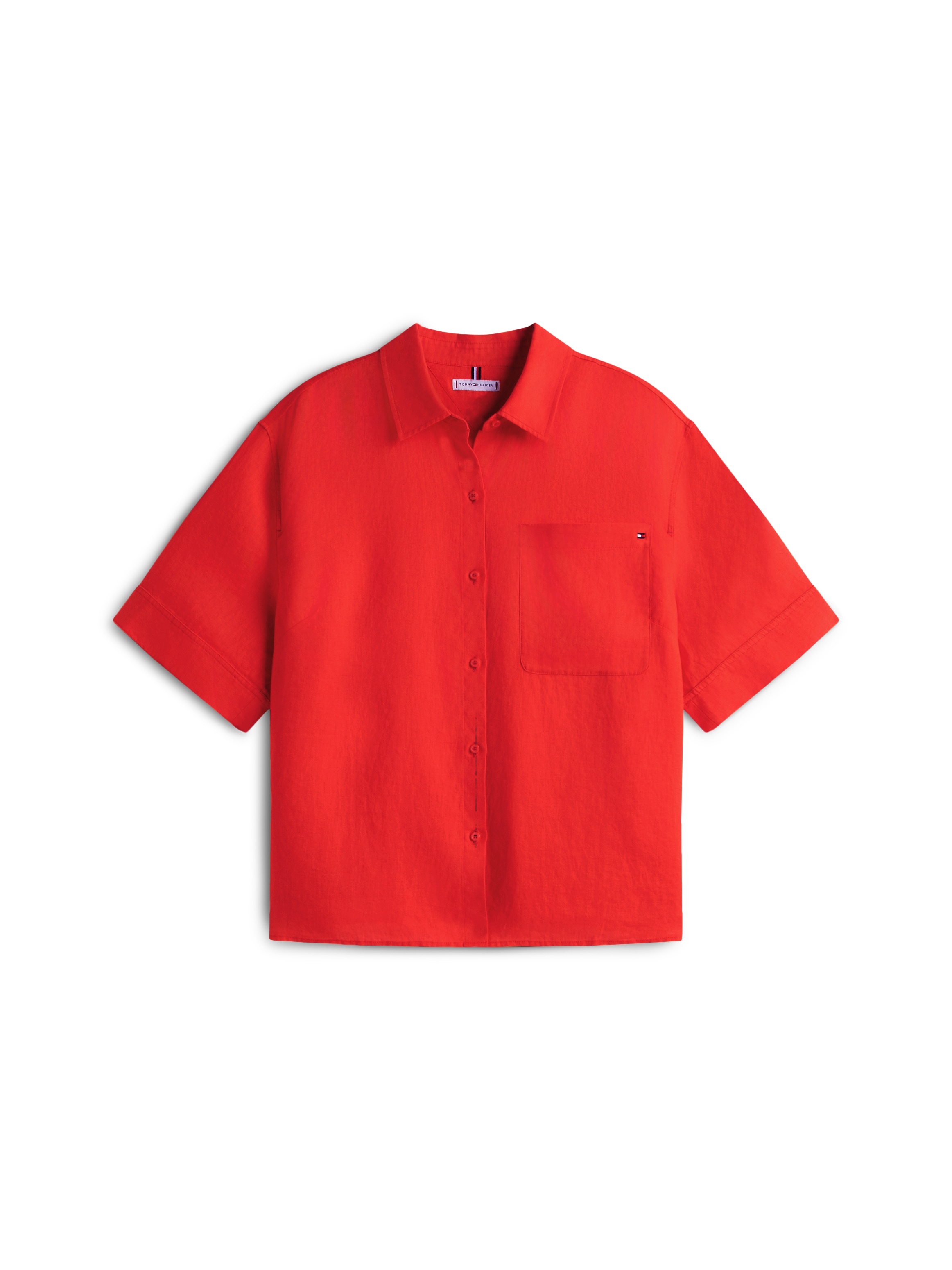 Tommy Hilfiger Curve Kurzarmshirt »CRV ESS LINEN SHIRT WITH SS« in grossen Grössen