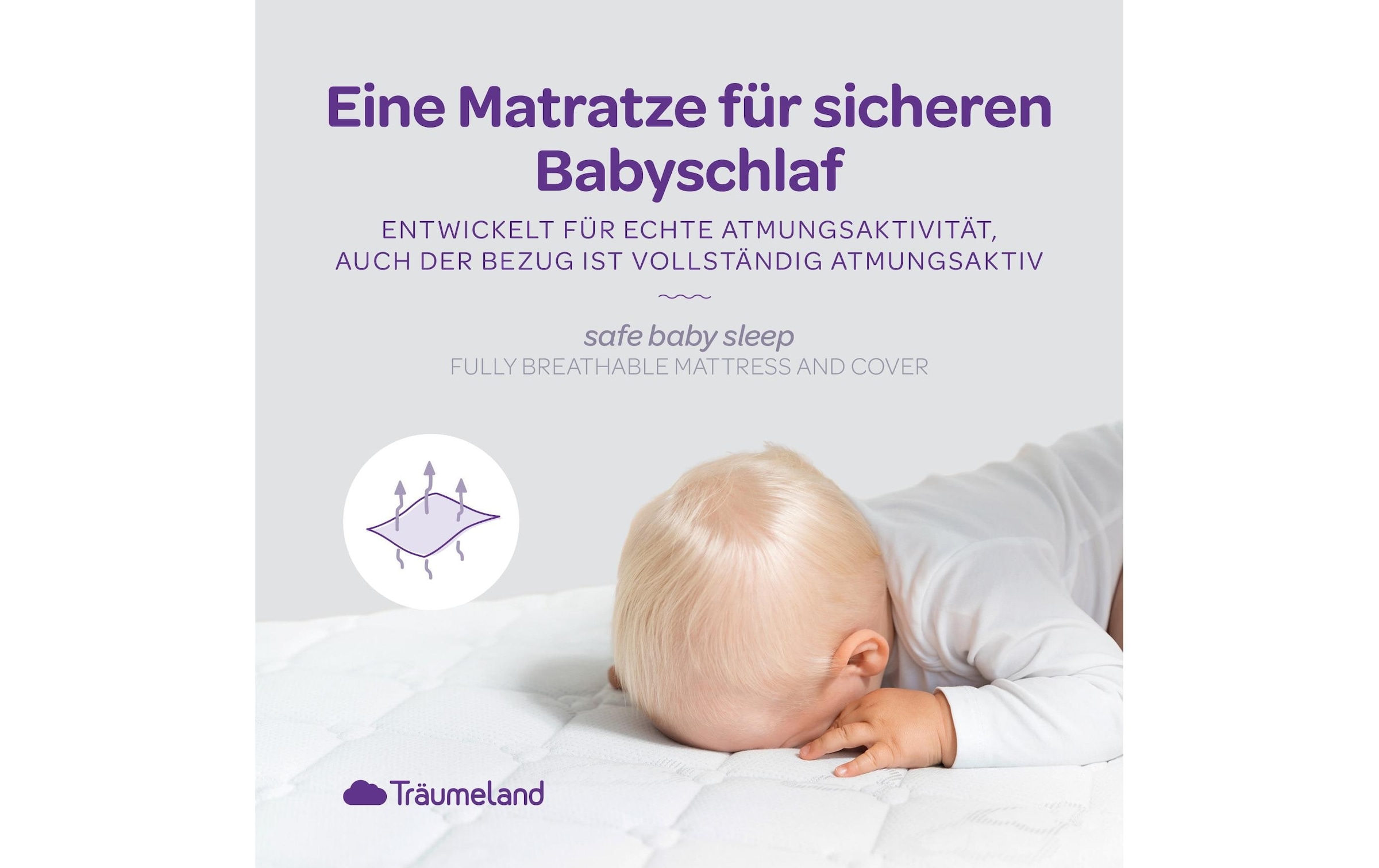 Träumeland Matelas pour bébé »Kleine Matratze Brise Light, 42x80, 43x85cm und weitere Grössen« 6 cm hoch 1 cuis tlg. Matelas arrondi, adapté aux allergiques (allergiques à la poussière domestique)
