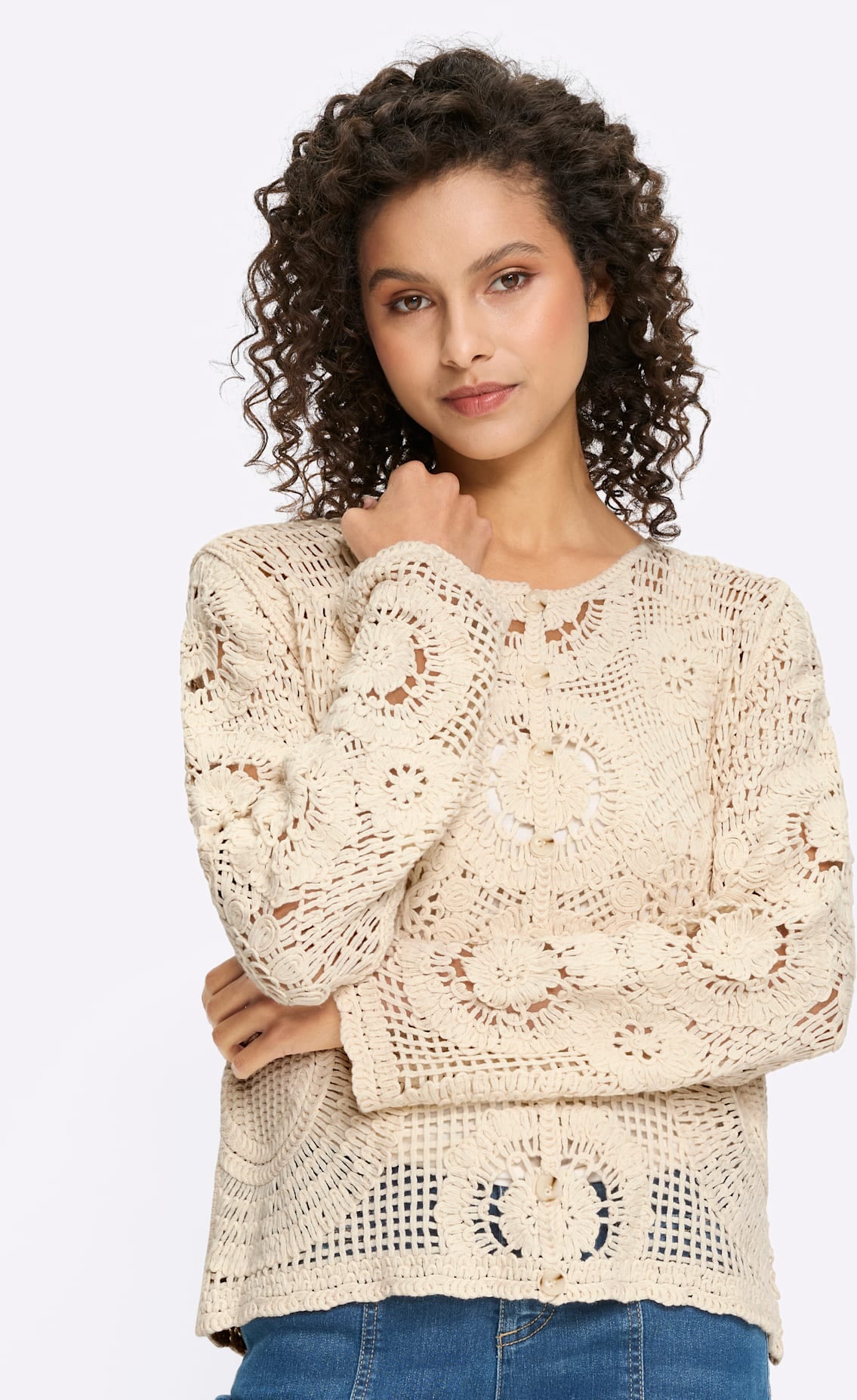 heine Veste en tricot ajouré