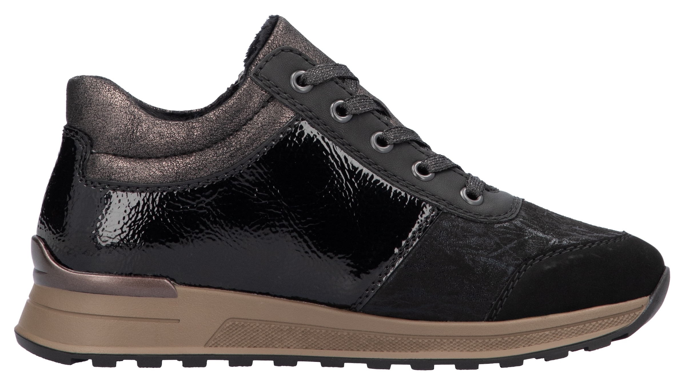 Rieker Sneaker  , Freizeitschuh, Halbschuh, Schnürschuh mit seitlichem Reissverschluss