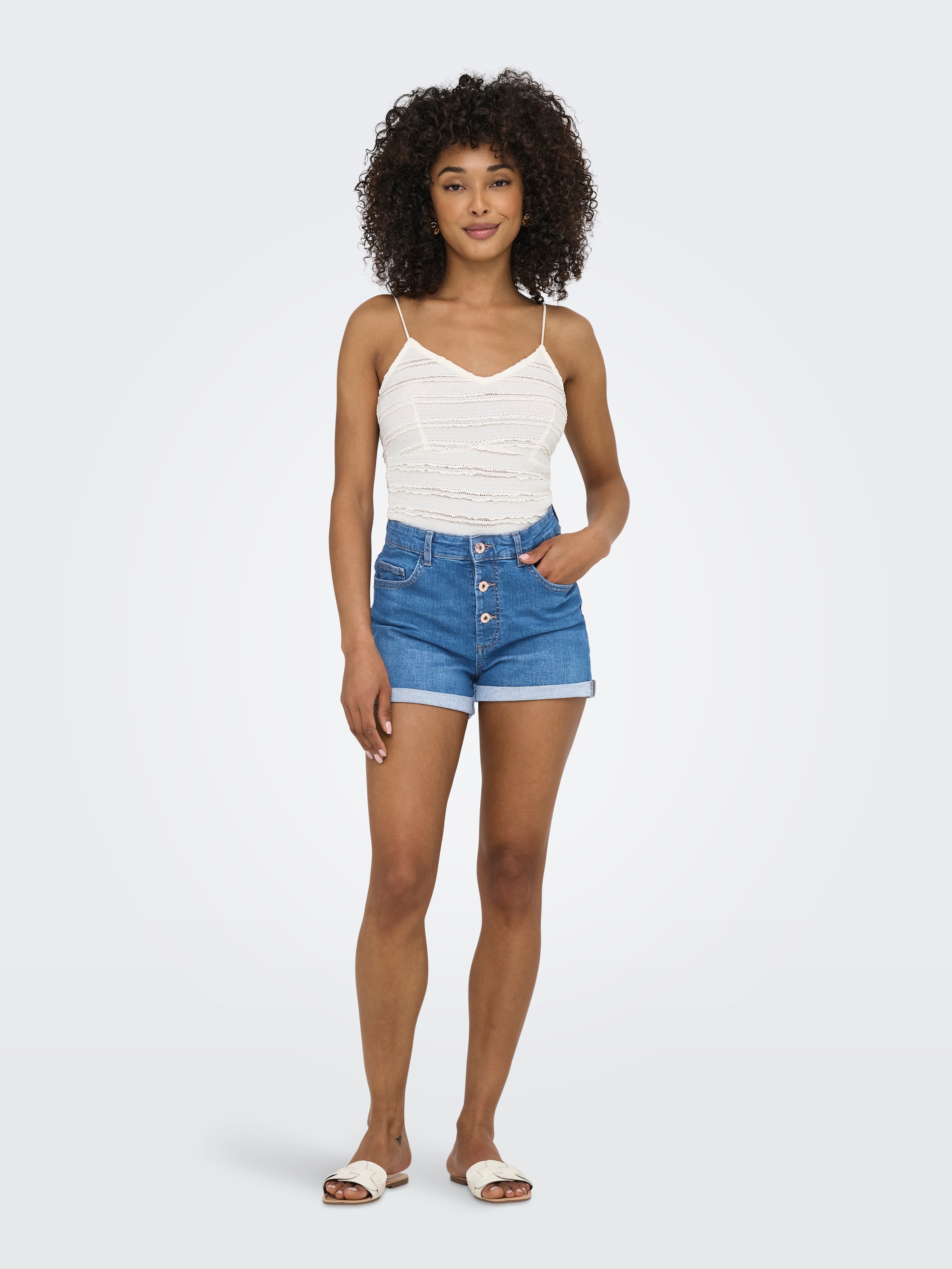 ONLY Shorts »ONLHUSH HW BUTTON FOLD UP SHORTS DNM PIM«