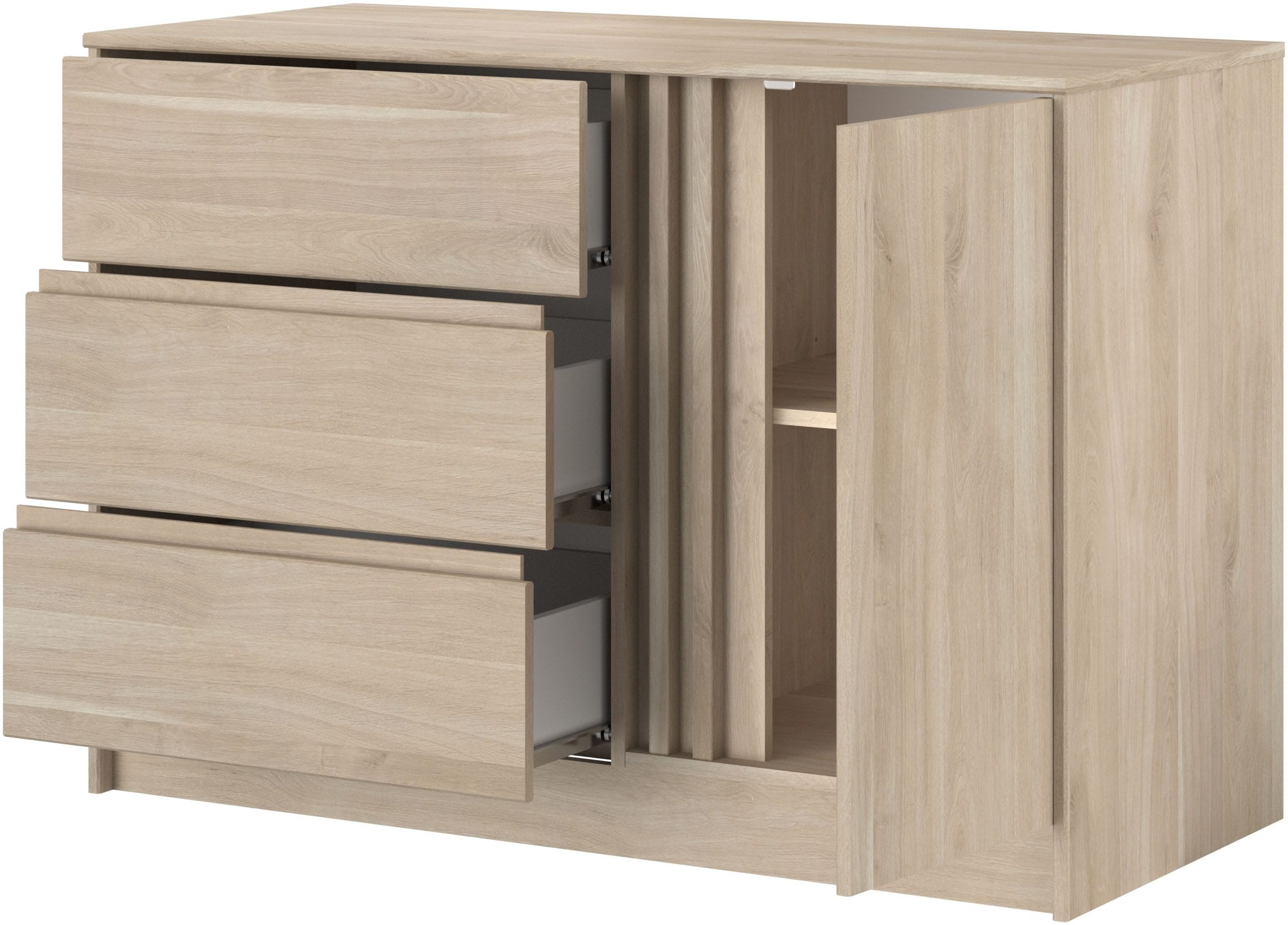 Parisot Schlafzimmer-Set »Parisot Escale« 3 Stk. tlg. Einsatz der Kommode drehbar - Eiche oder Weiss, viel Stauraum