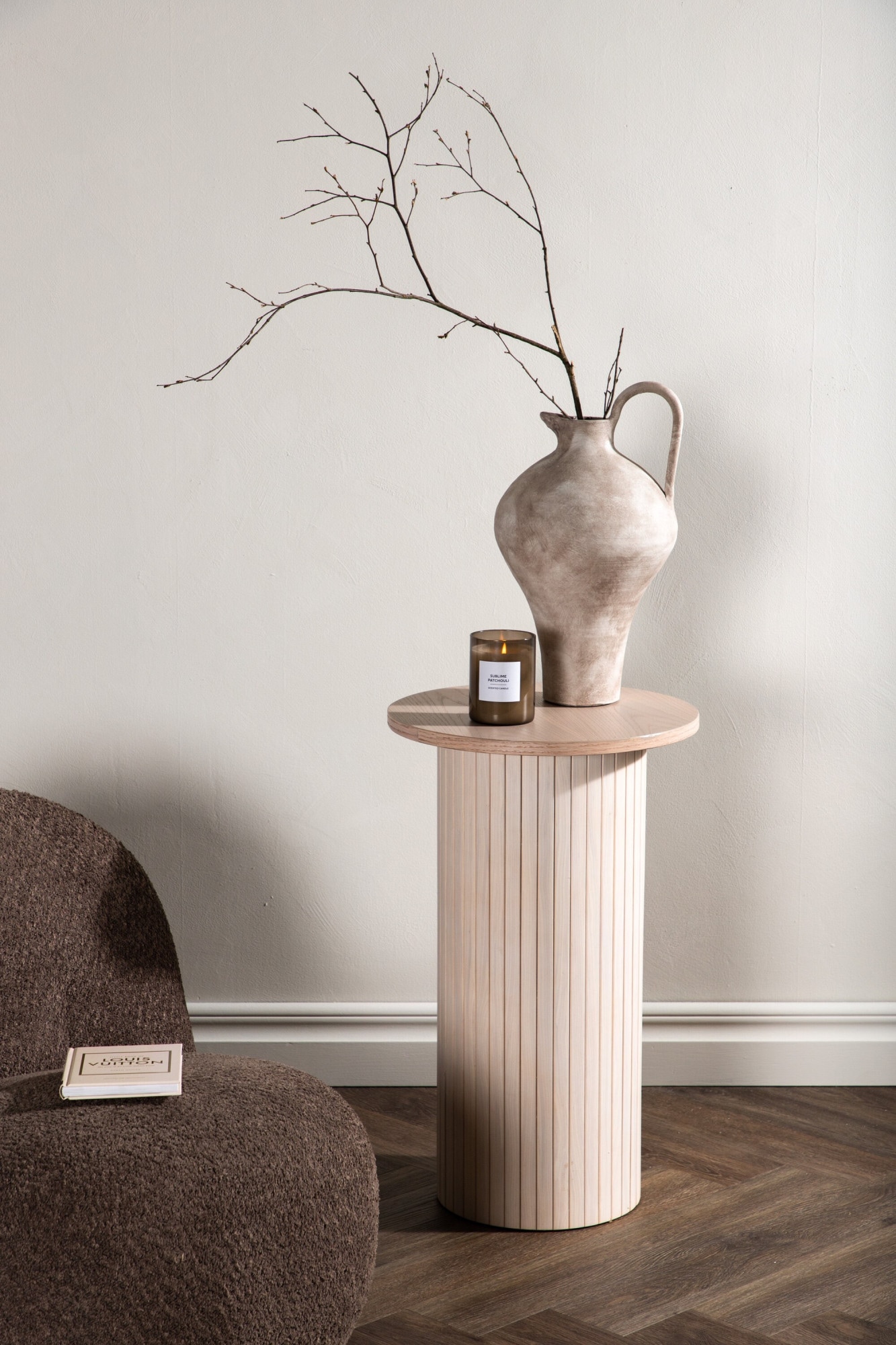 Venture Home Table d'appoint »Bianca, hoher runder Beistelltisch mit Holzfurnier-Optik, Ø 40 cm« table d'appoint, placage, ronde, élancée, haute, noble