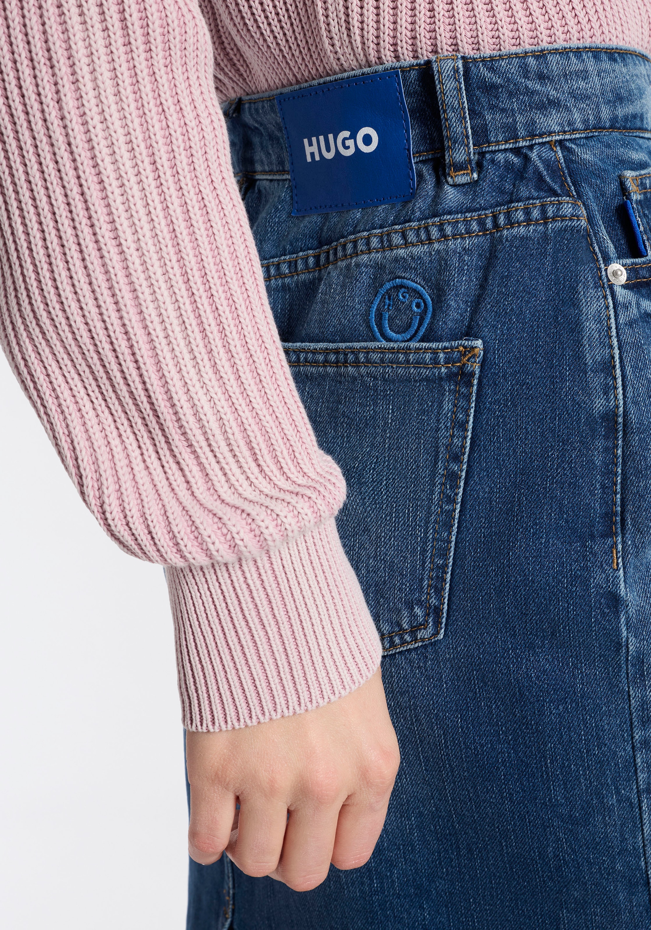 HUGO Blue Jupe en jean »Gadele« Mid Rise, in Midi-Länge