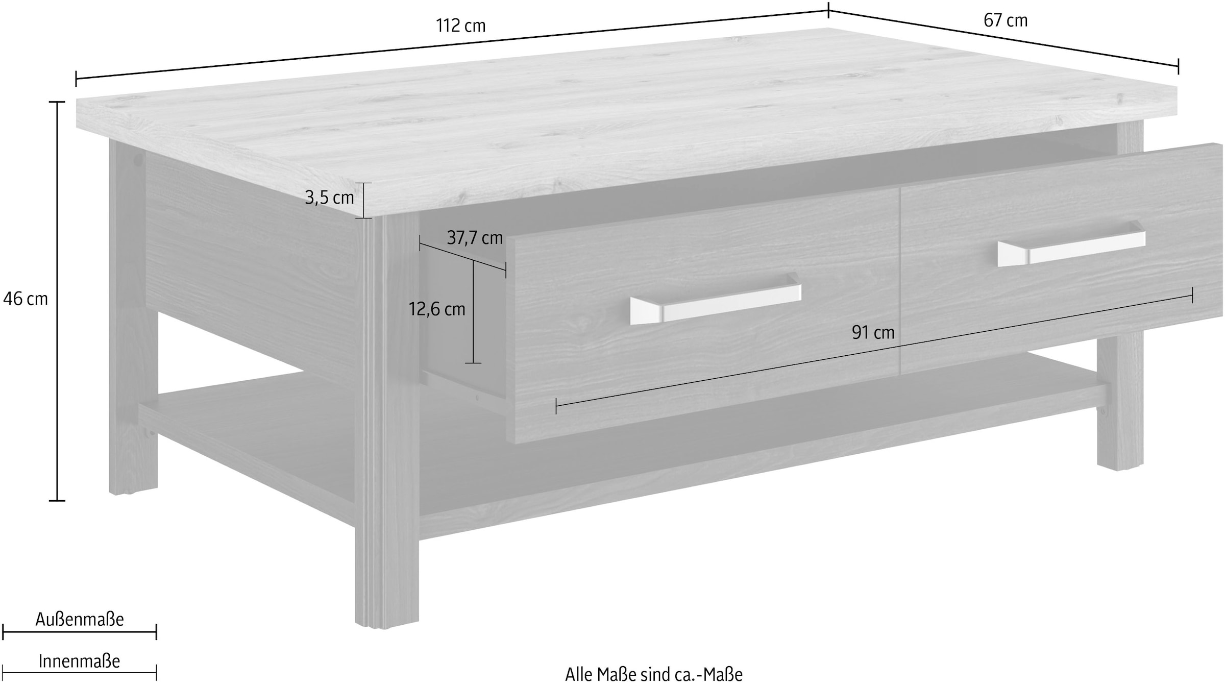 Gami Table basse »Sequoia« 1 cuis tlg. Wohnzimmer-Programm in Landhaus- und Industrial-Dekor