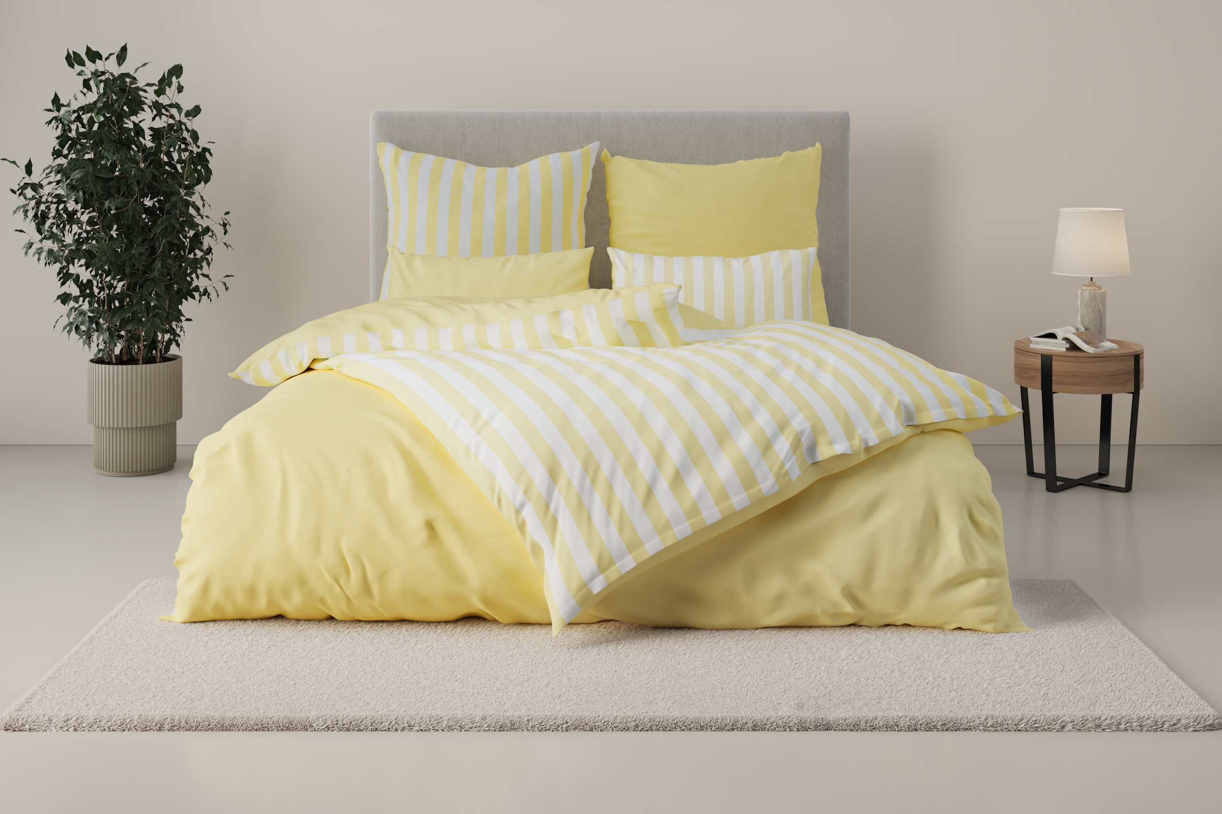 GOODproduct Linge de lit réversible »Greta« 2 cuis Bettwäsche mit Streifen in verschiedenen Qualitäten, ab 135x200 cm