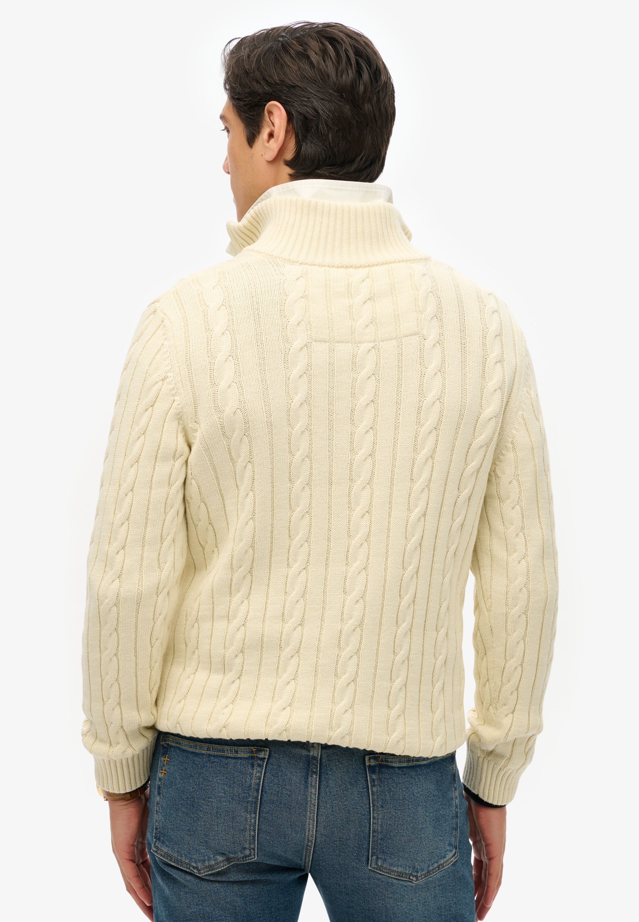 Superdry Troyer »PREPPY COTTON CABLE HALF ZIP« Coton, coupe slim