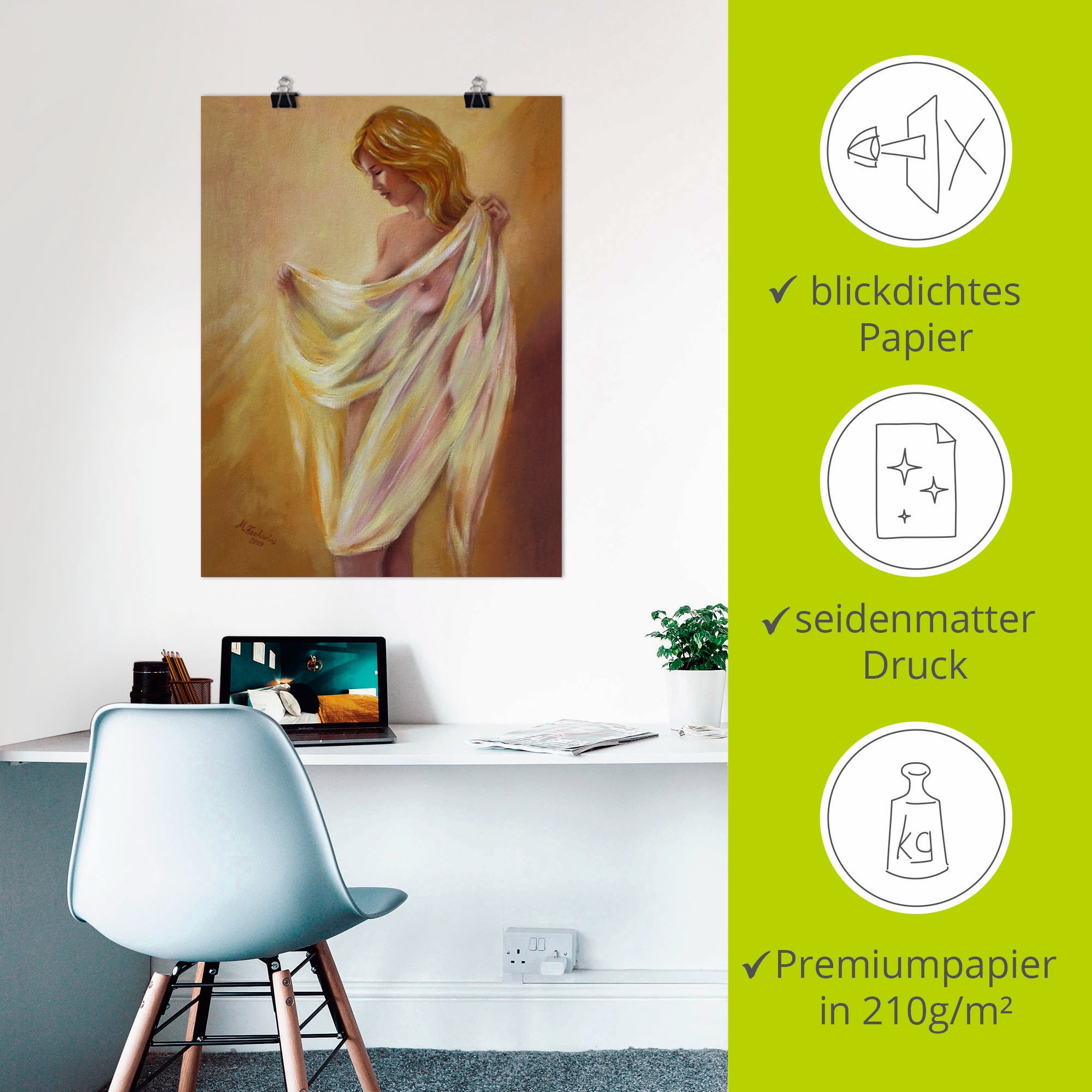 Artland Fresque murale »Akt mit Tuch« 1 cuis tlg. als Leinwandbild, Poster in verschied. Grössen