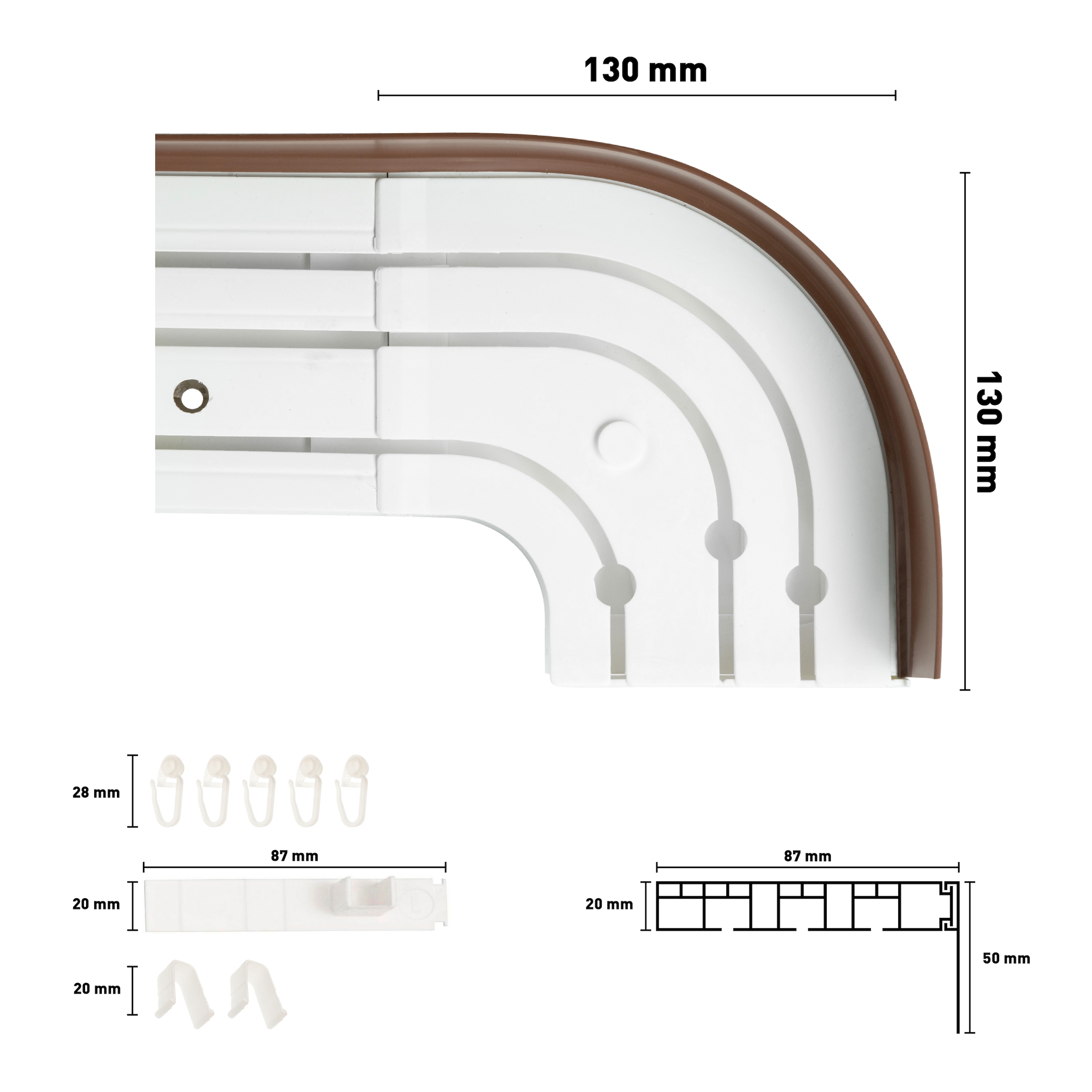 SN DECO GROUP Vorhangschiene »SH3« 3 läufig-läufig Fixmass Set 3-läufig,inkl. Rundbögen, Blende 5 cm, vorgebohrt, Innenlauf