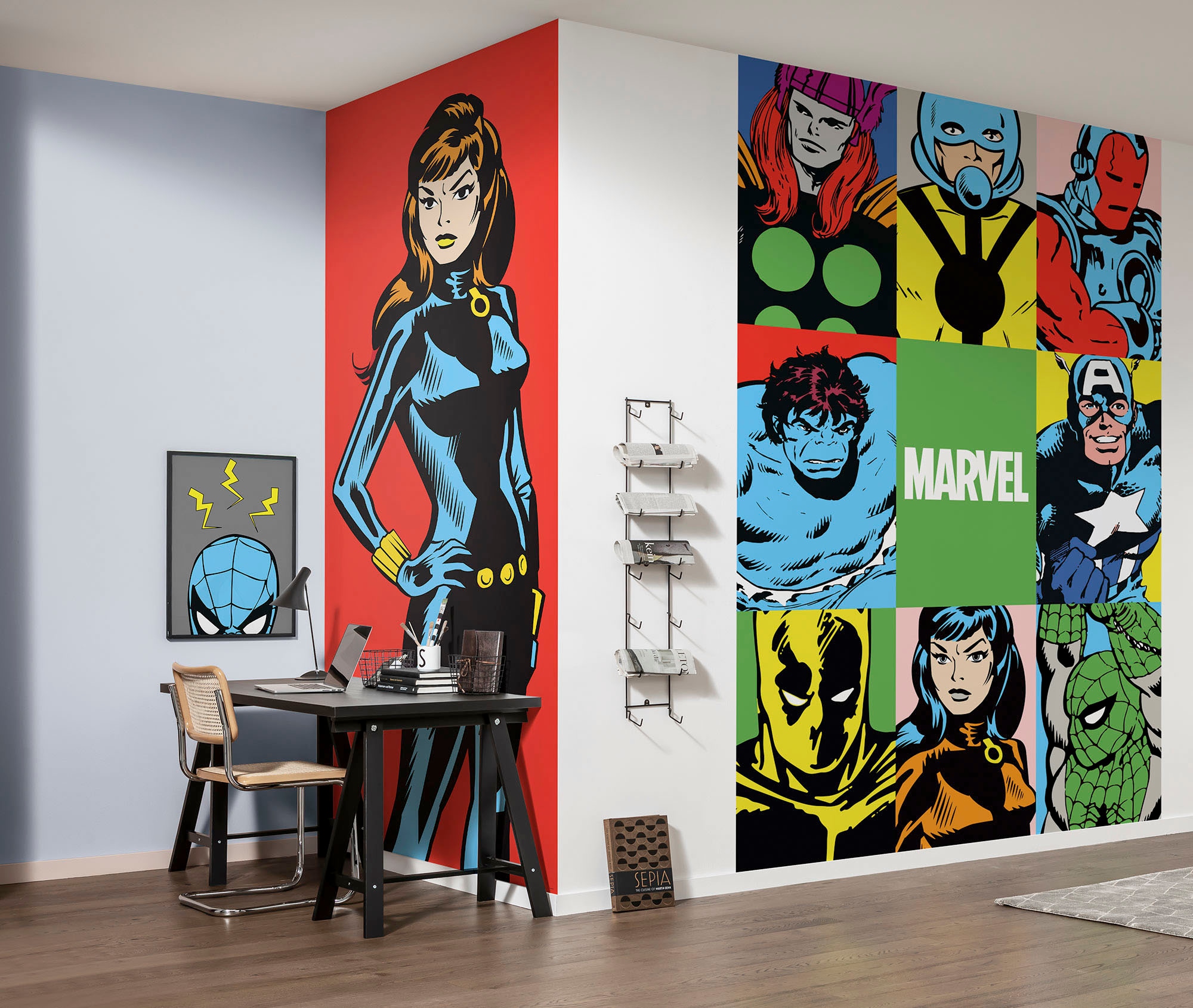 Komar Vliestapete »Digitaldruck Vlies -  Marvel PowerUp Team - Grösse 150 x 250 cm« bedruckt glatt Kinderzimmer