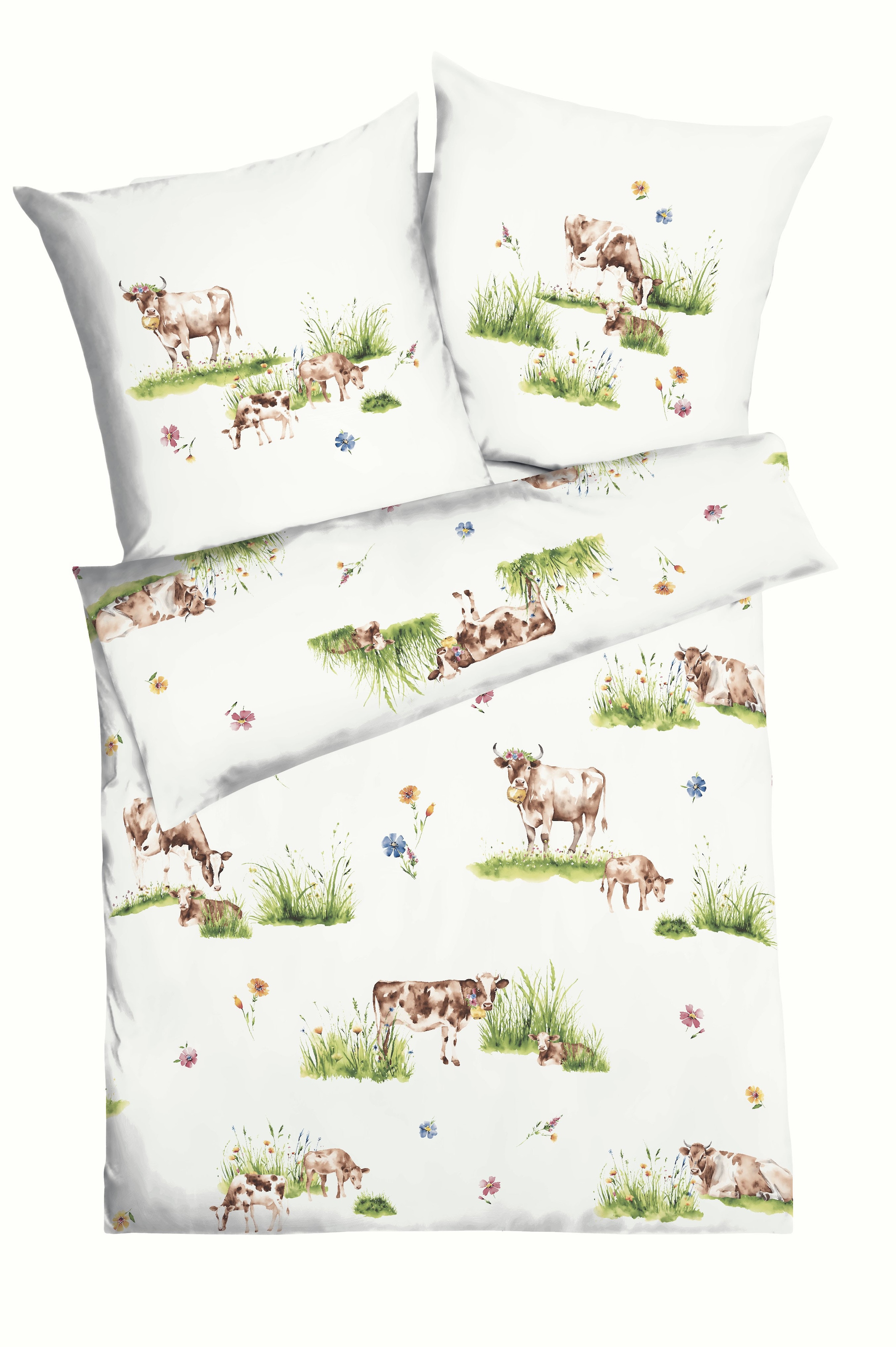 Kaeppel Linge de lit »Almauftrieb« 2 cuis avec des vaches