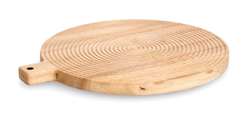 Zeller Present Planche à découper »Schneidebrett m. Griff "Stripes", Gummibaum« Modernes Rillenmuster