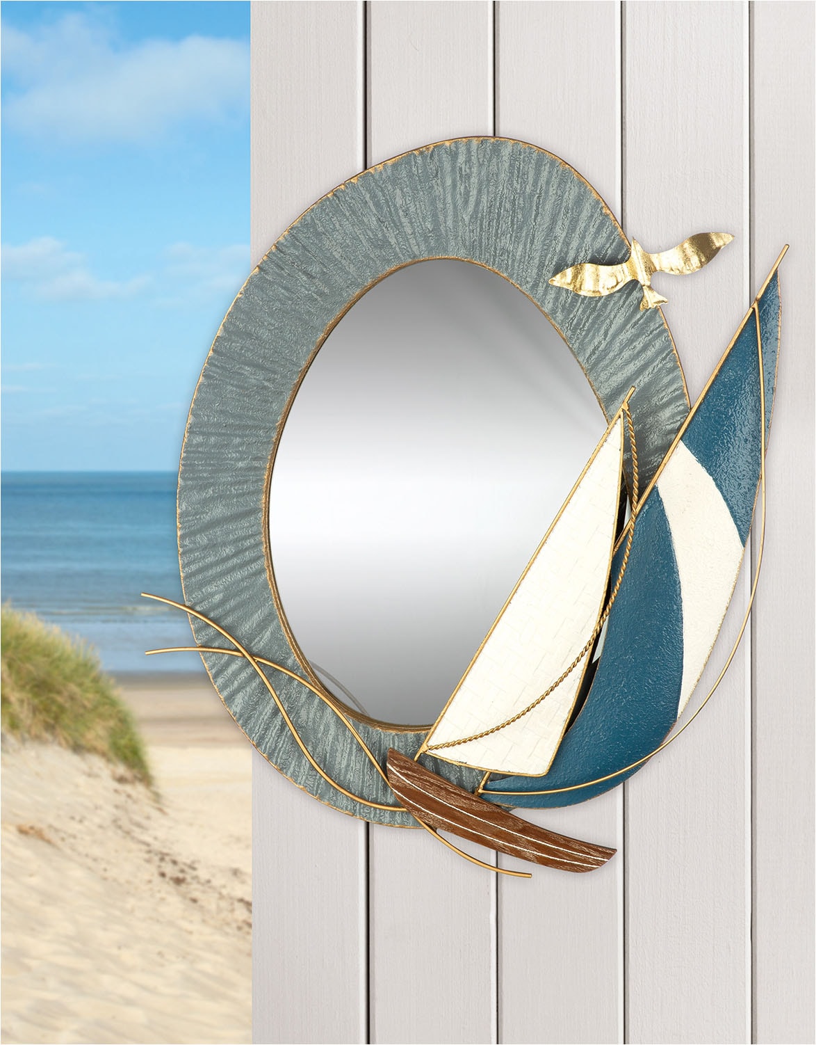 GILDE Miroir mural »Spiegel Bootstour« 2 Aufhängevorrichtungen