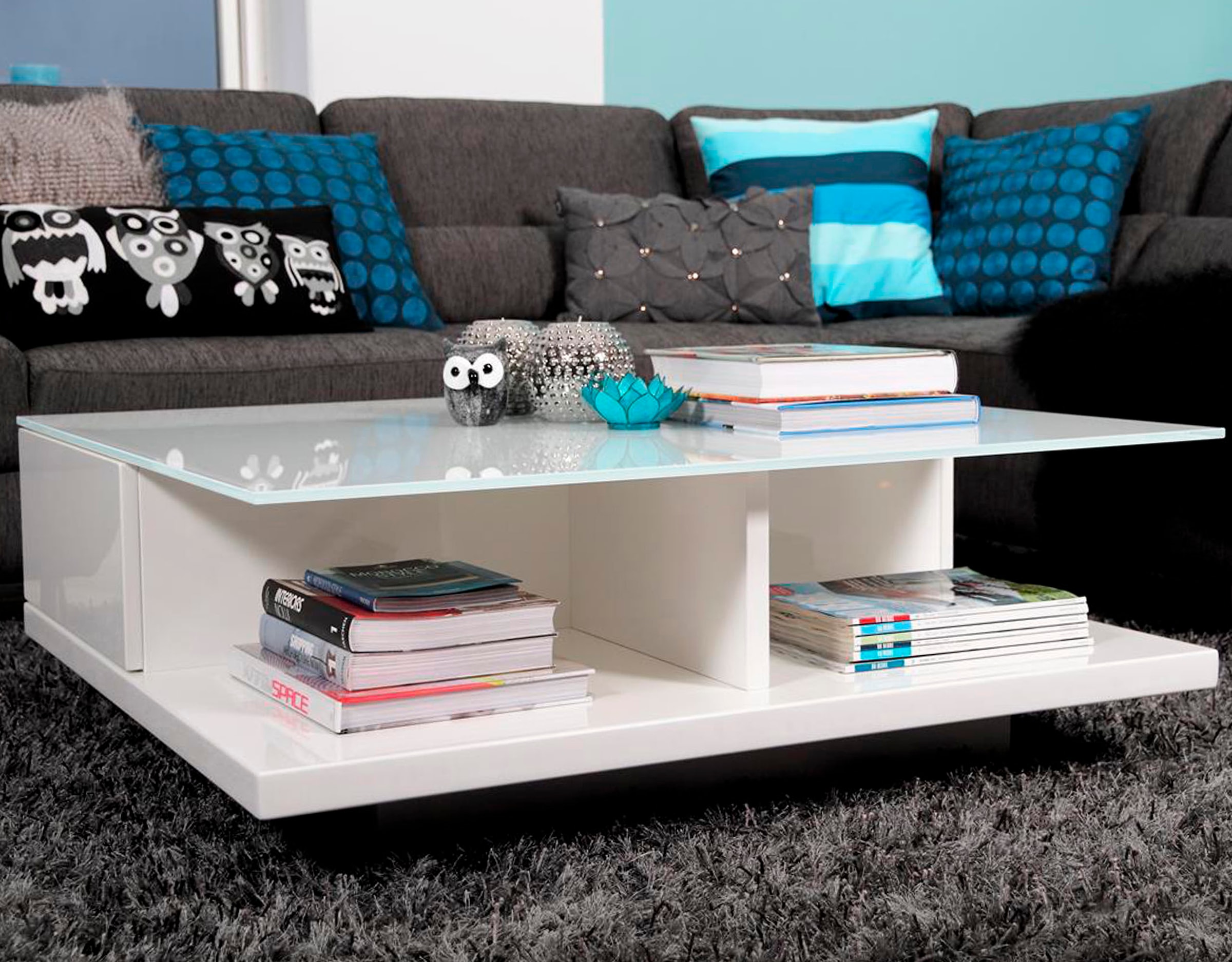 SalesFever Couchtisch »im minimalistischen Stil« Kristallklare Tischplatte aus gehärtetem Glas