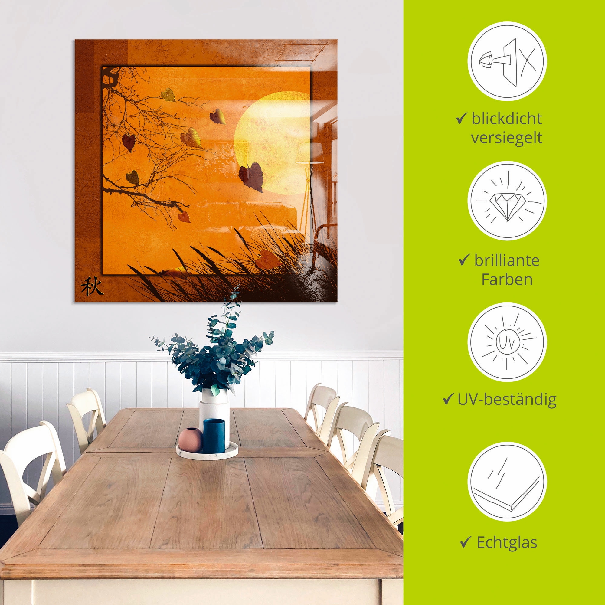Artland Tableau en verre »Serie vier Jahreszeiten - Herbst« Quatre saisons 1 cuis tlg. disponible en différentes tailles