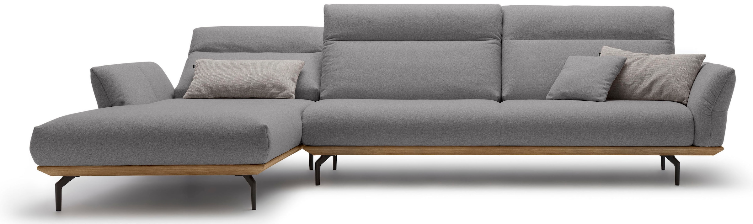 Creation BY ROLF BENZ Canapé d'angle »CR.460 Designsofa mit erstklassigem Sitzkomfort« socle en noyer, pieds d’angle en gris ombre, largeur 338 cm