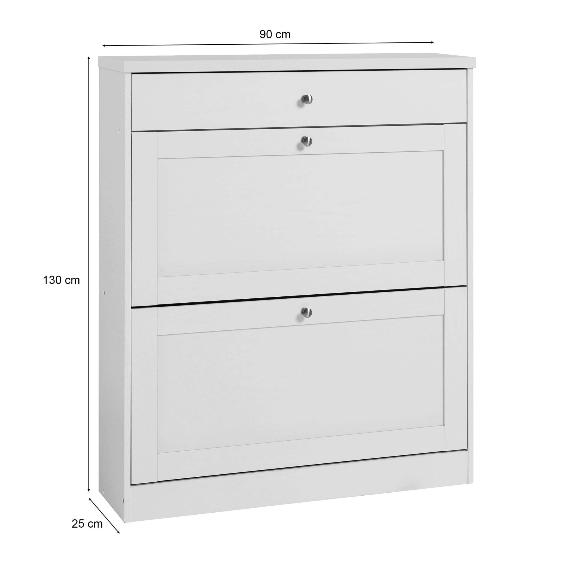 GOODproduct Armoire à chaussures »Heide« Largeur 90cm, avec tiroir, 2 abattants et façade facettée, hauteur 103cm