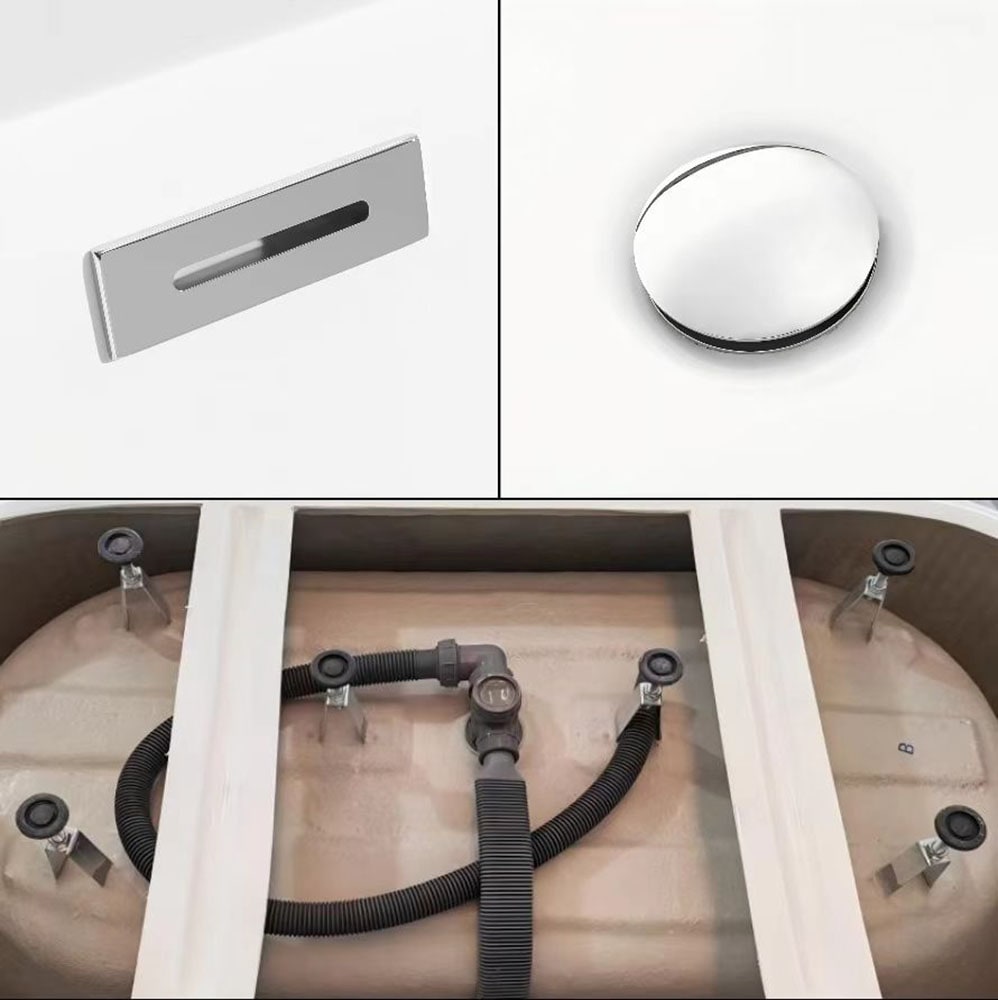 welltime Badewanne »Setubal« Höhe 62 cm mit Ablaufstöpsel | verstellbare Füsse | Überlauf wandanliegend, aus hochwertigem Sanitäracryl, mit Pop Up Ventil