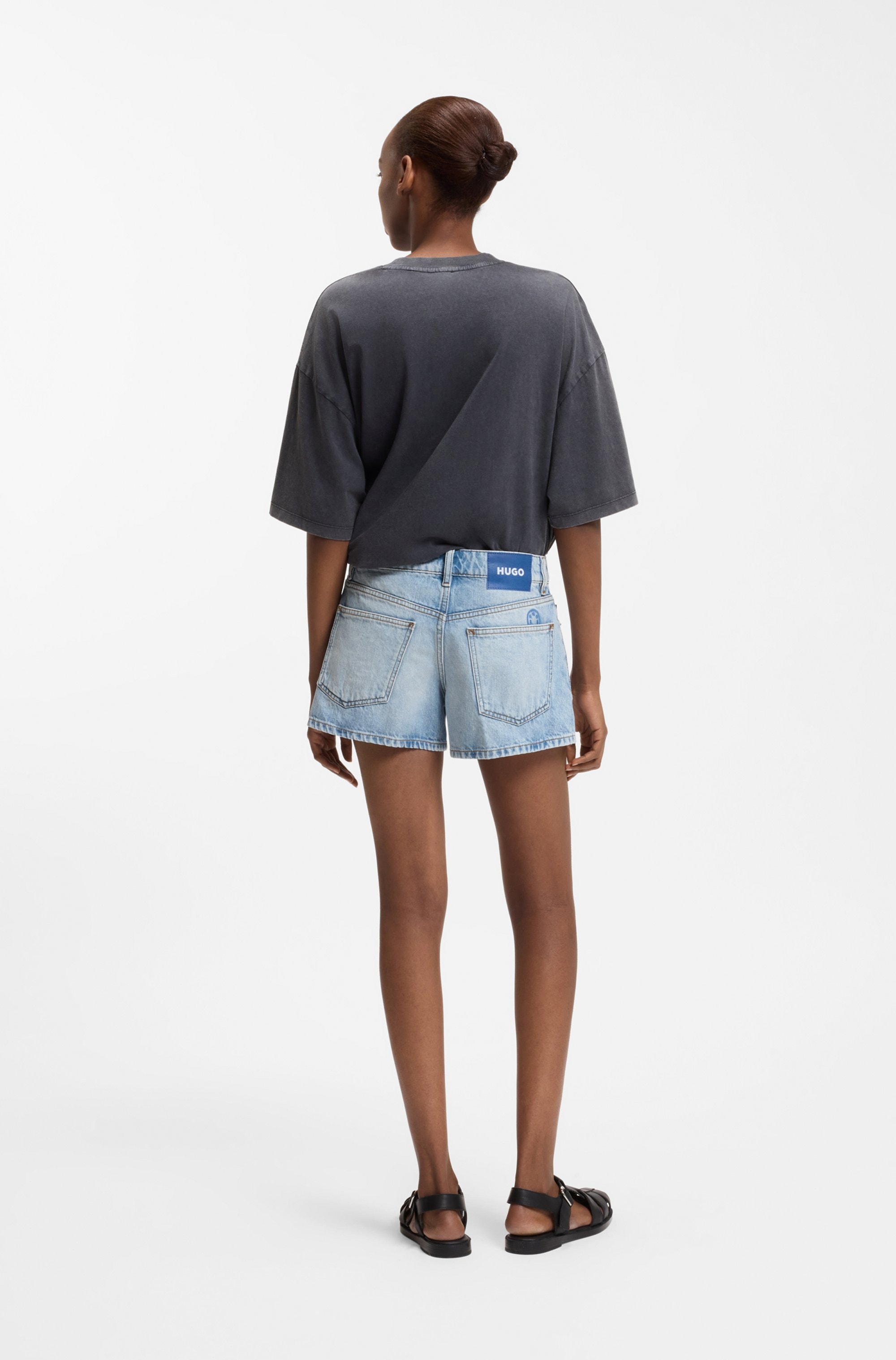 HUGO Blue Short en jean »Galimon« Mid Rise, Logo-Stitching