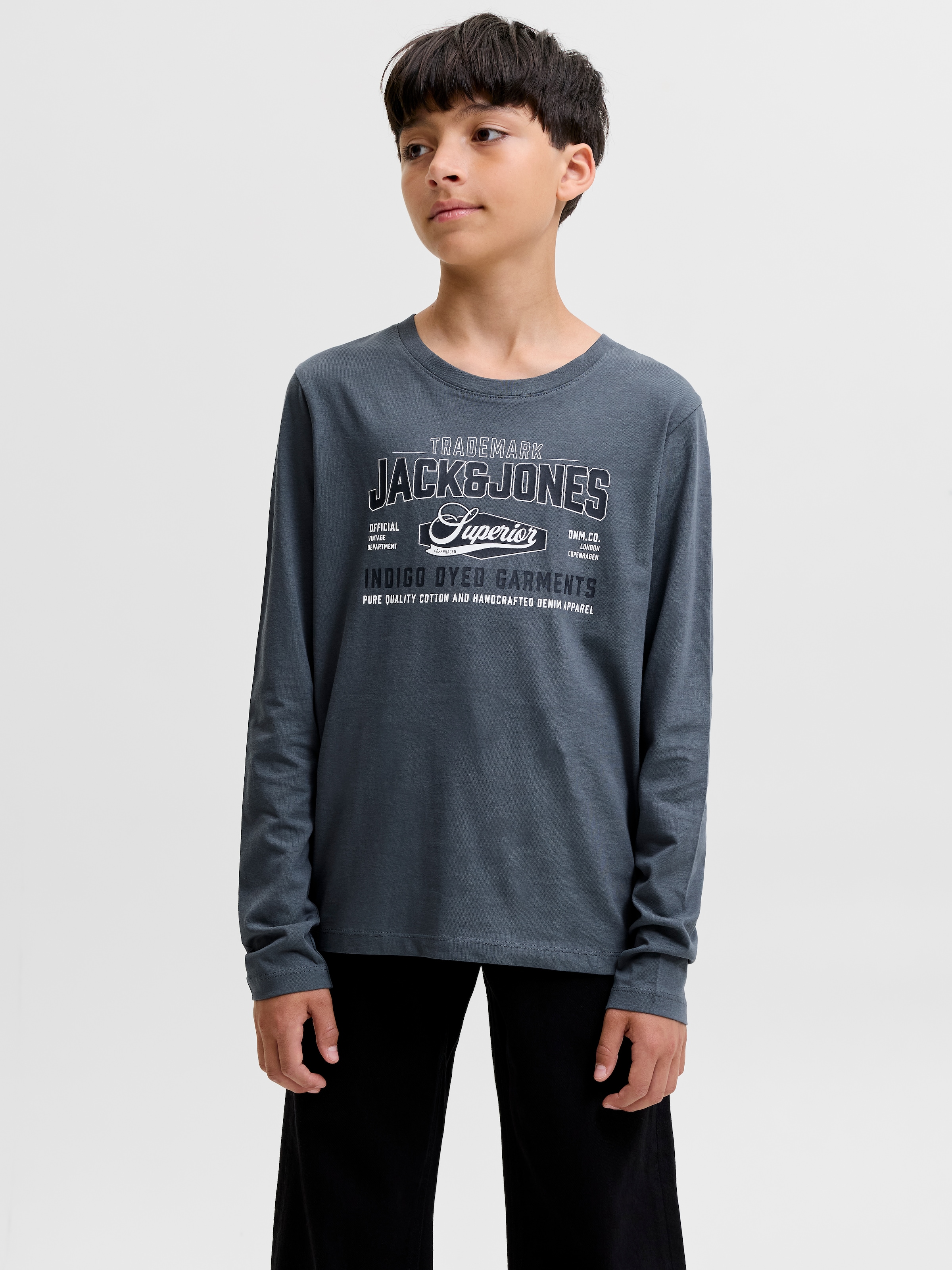 Jack & Jones Junior Langarmshirt »JJELOGO TEE LS O-NECK 2 COL AW26 SN JNR« Baumwolle, regular fit